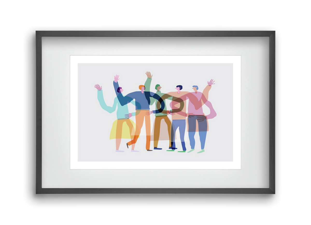 Transparent Friends, 45x30 cm (30x20 cm), Fekete keret, paszpartuval