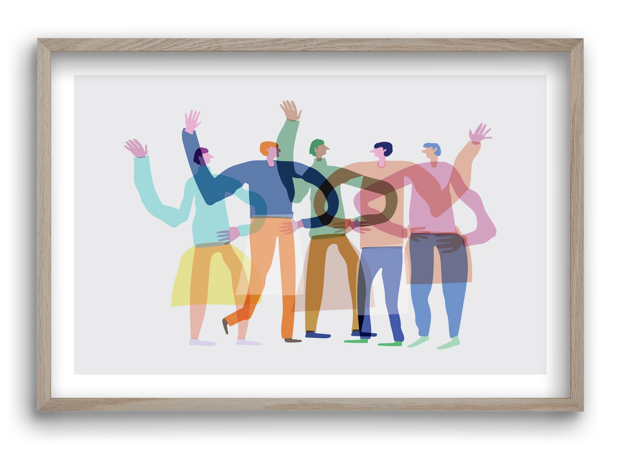 Transparent Friends, 60x40 cm (60x40 cm), Tölgy keret