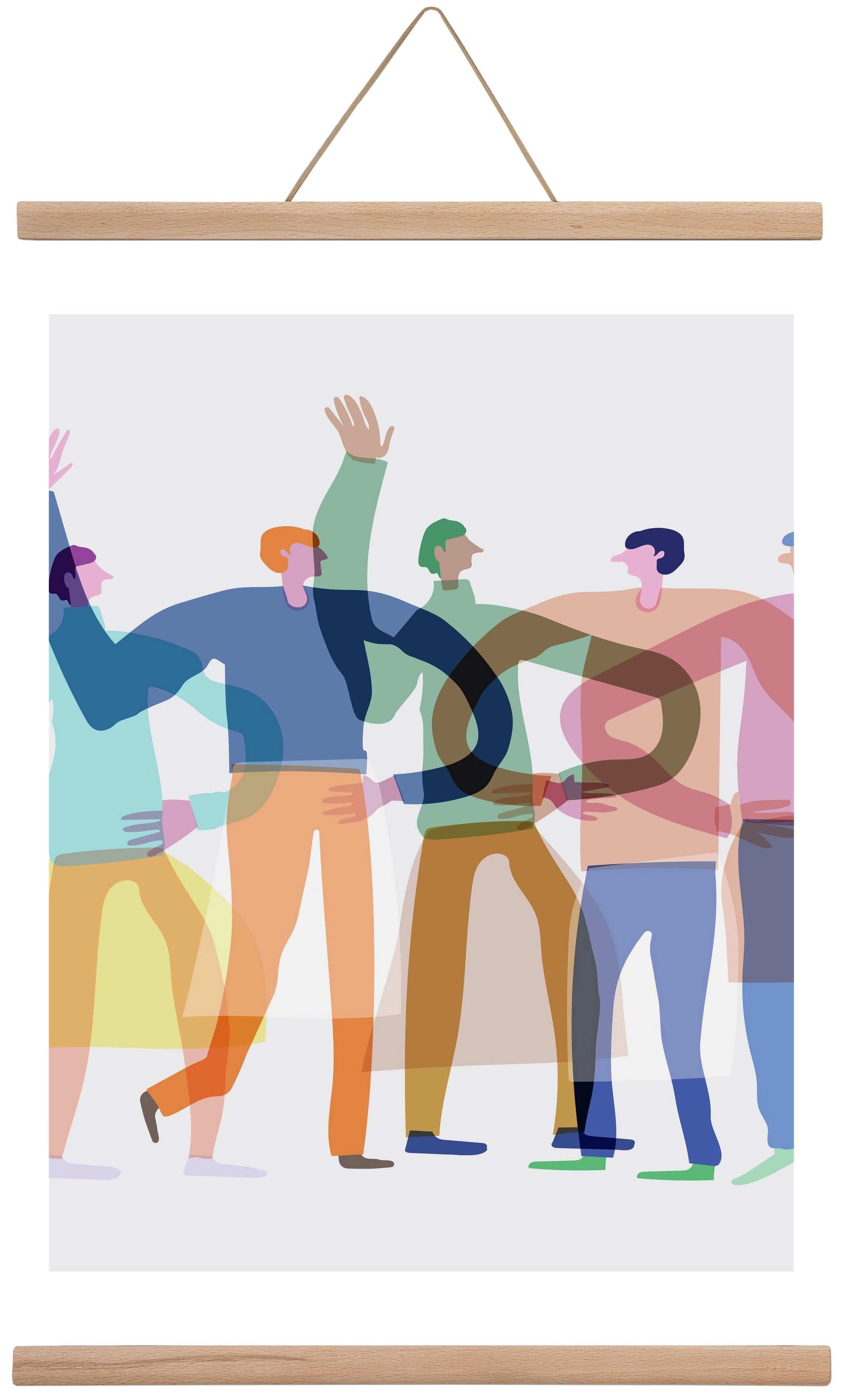 Transparent Friends, 60x40 cm (60x40 cm), Tölgy akasztó