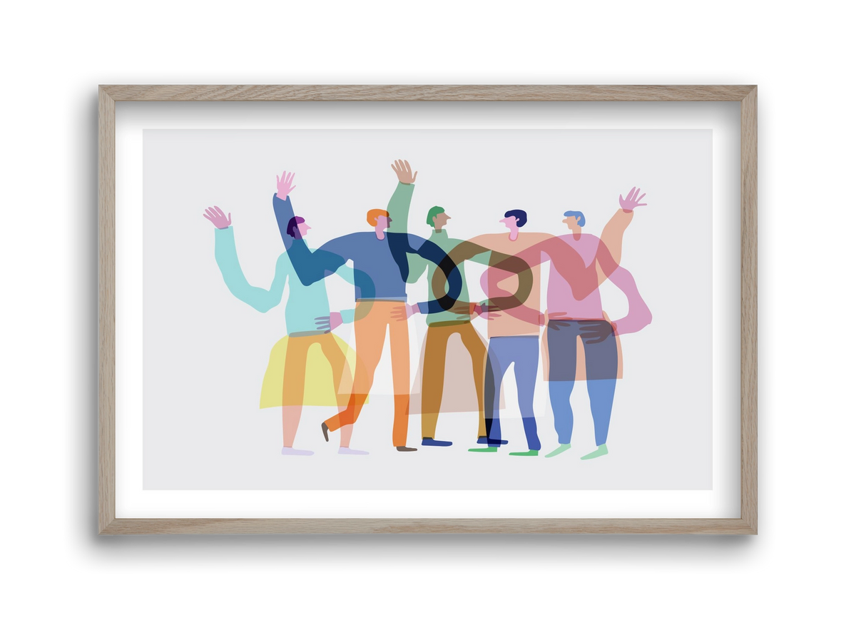 Transparent Friends, 45x30 cm (45x30 cm), Tölgy keret