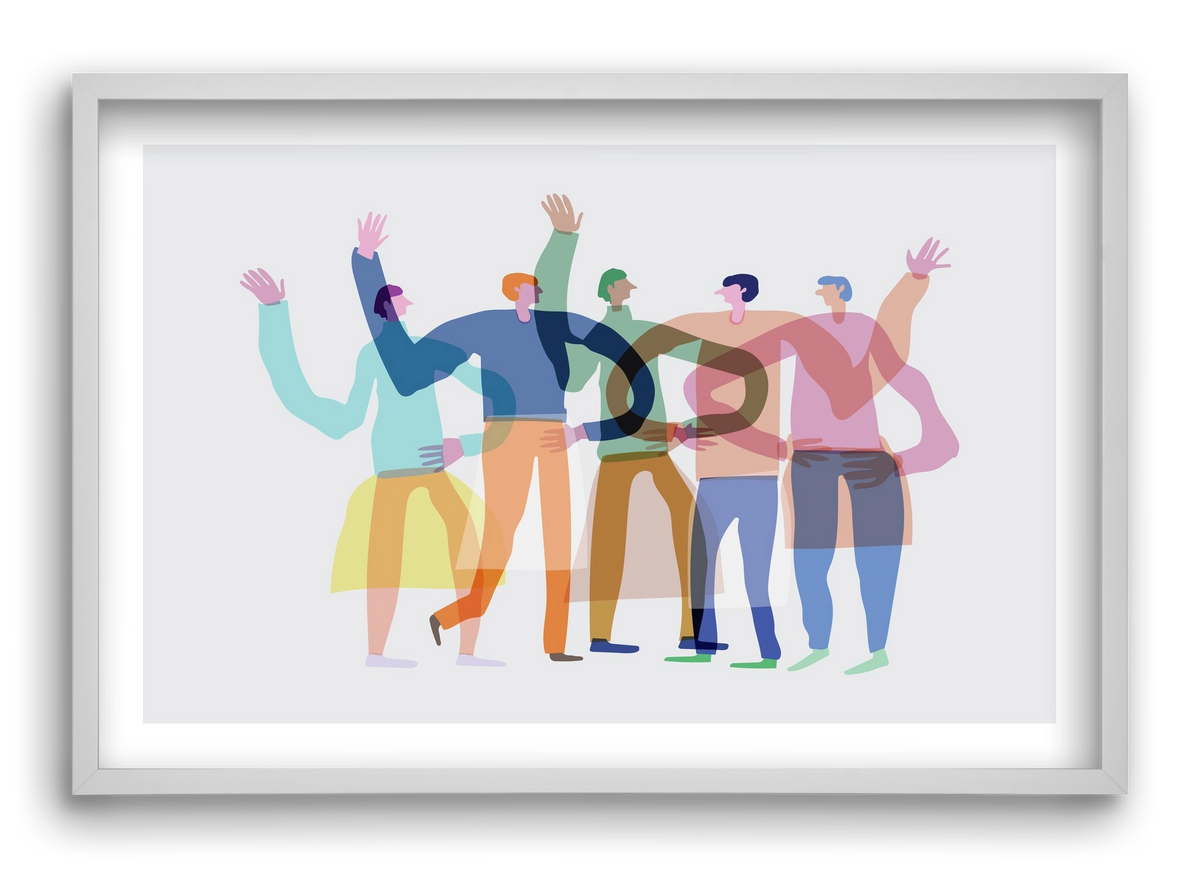 Transparent Friends, 60x40 cm (60x40 cm), Fehér keret