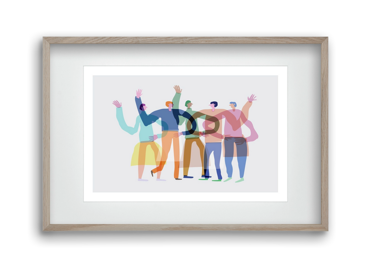 Transparent Friends, 45x30 cm (30x20 cm), Tölgy keret, paszpartuval