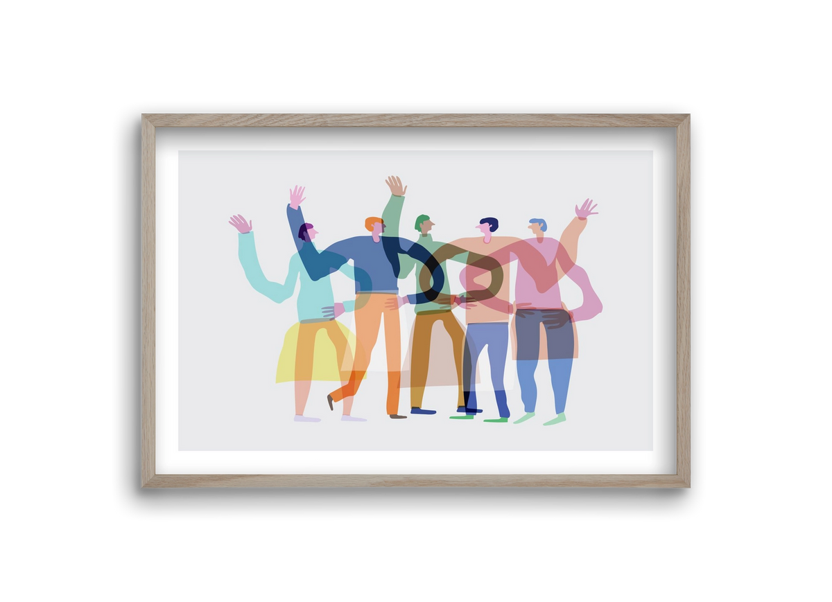 Transparent Friends, 30x20 cm (30x20 cm), Tölgy keret