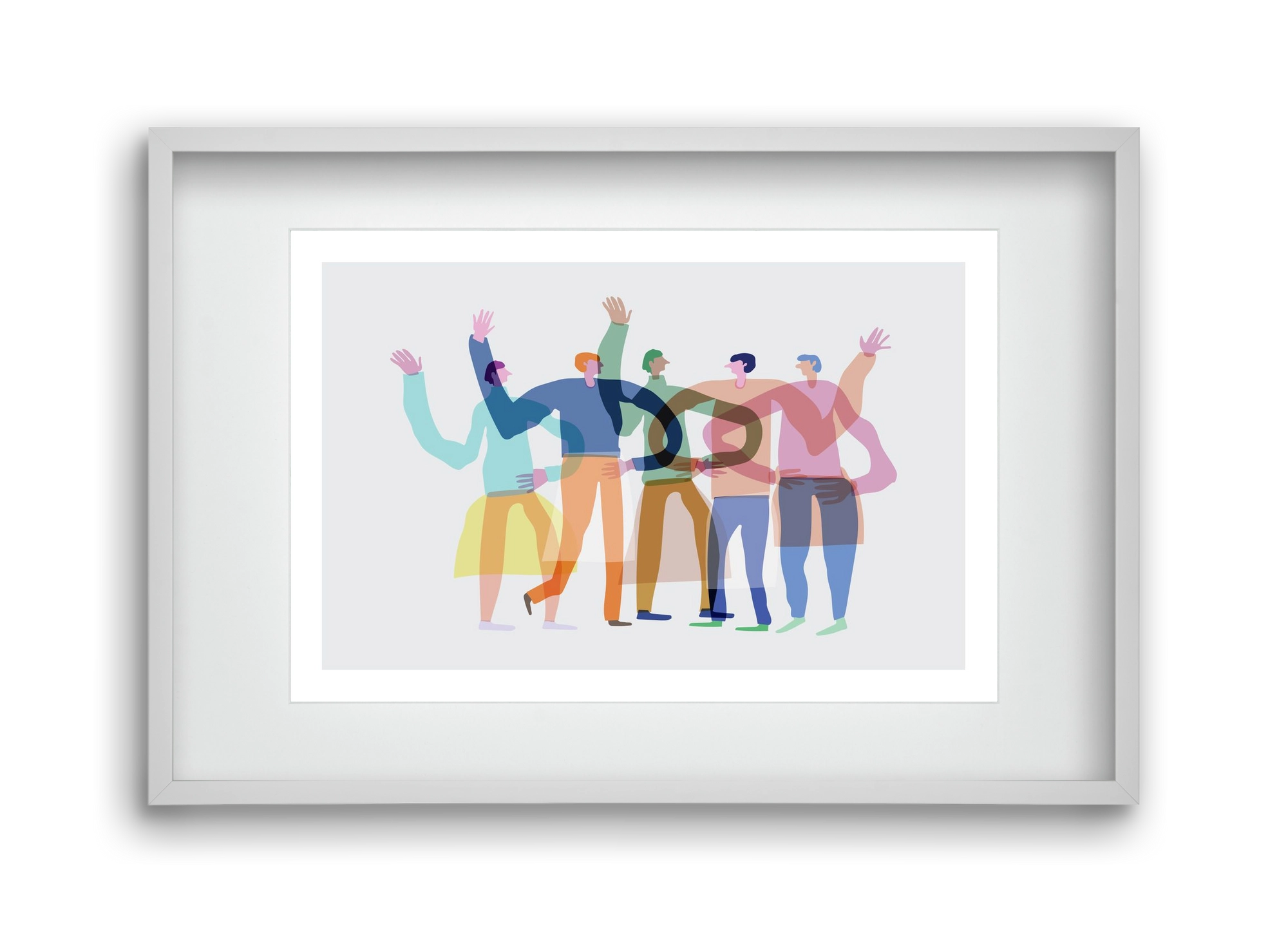 Transparent Friends, 45x30 cm (30x20 cm), Fehér keret, paszpartuval