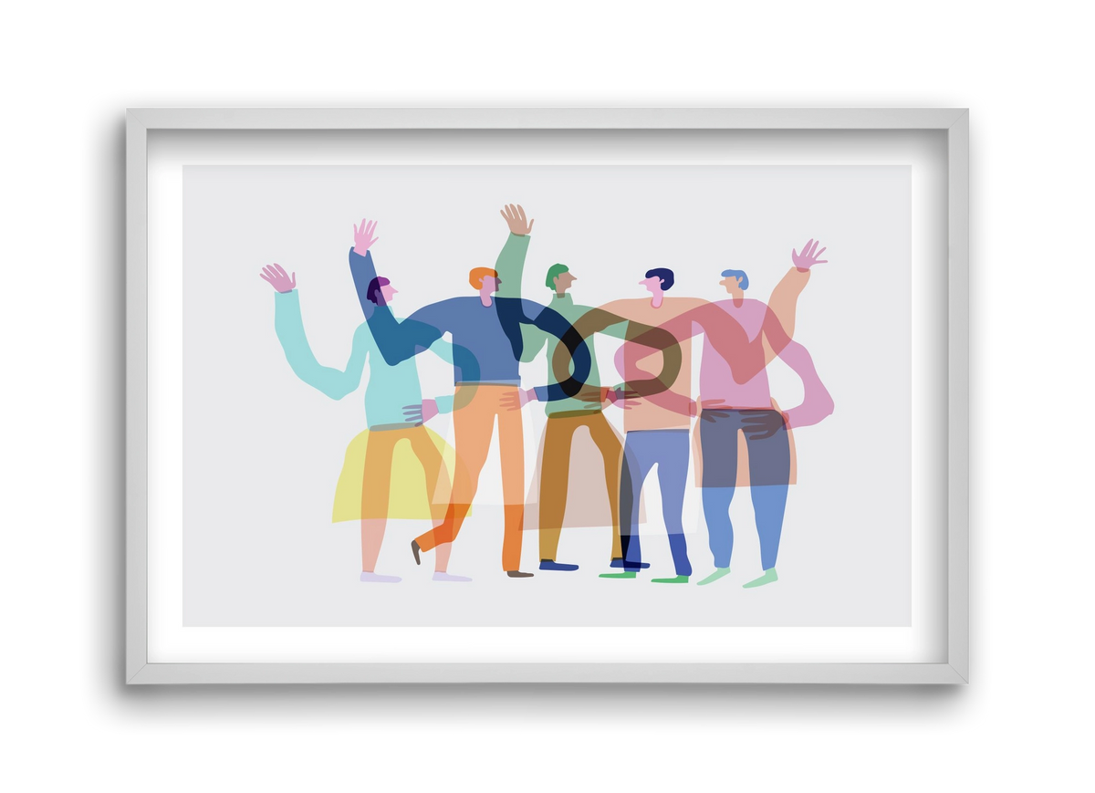 Transparent Friends, 45x30 cm (45x30 cm), Fehér keret