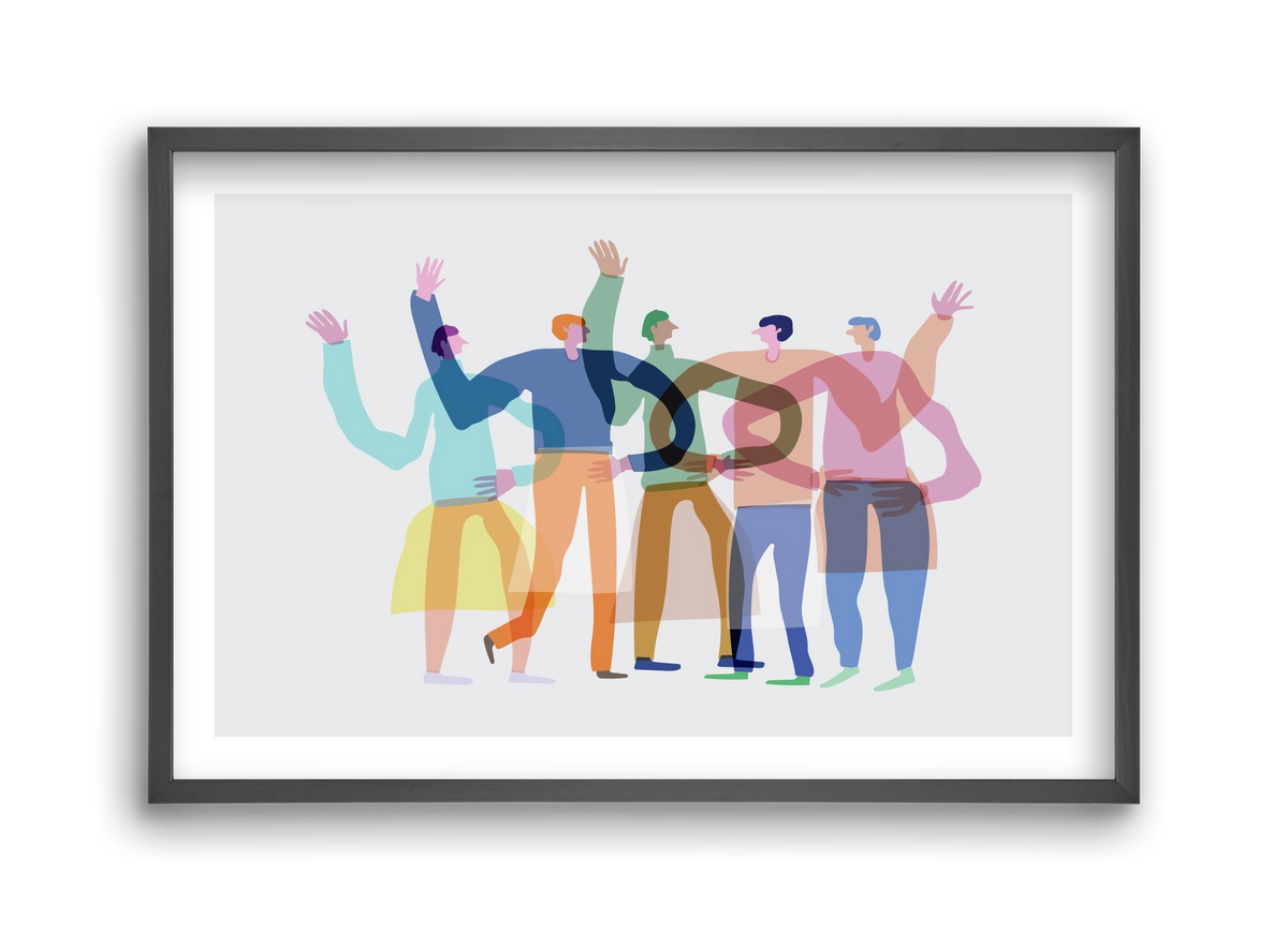 Transparent Friends, 45x30 cm (45x30 cm), Fekete keret