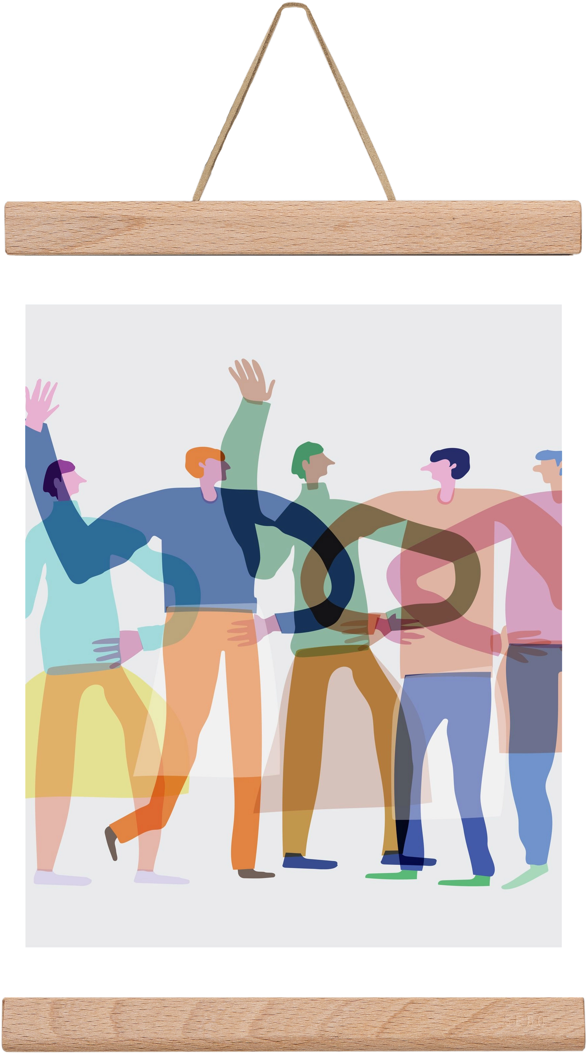 Transparent Friends, 30x20 cm (30x20 cm), Tölgy akasztó