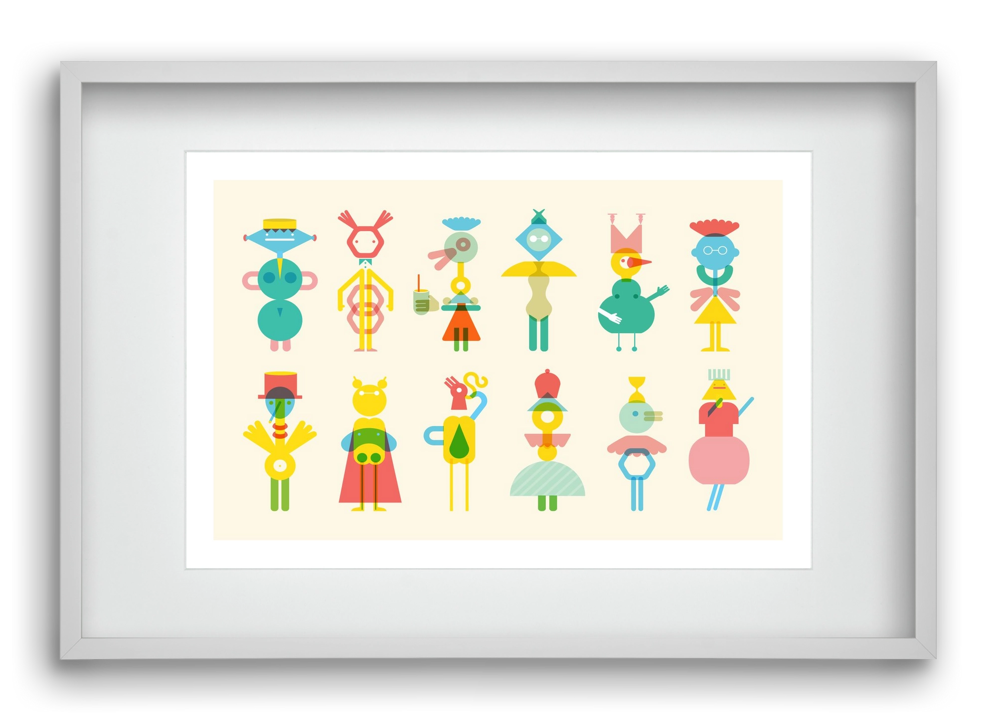 Geometric Friends, 60x40 cm (45x30 cm), Fehér keret, paszpartuval