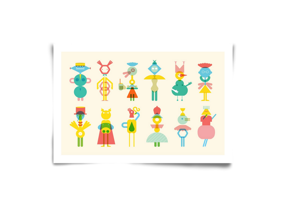 Geometric Friends, 30x20 cm, Keret nélkül