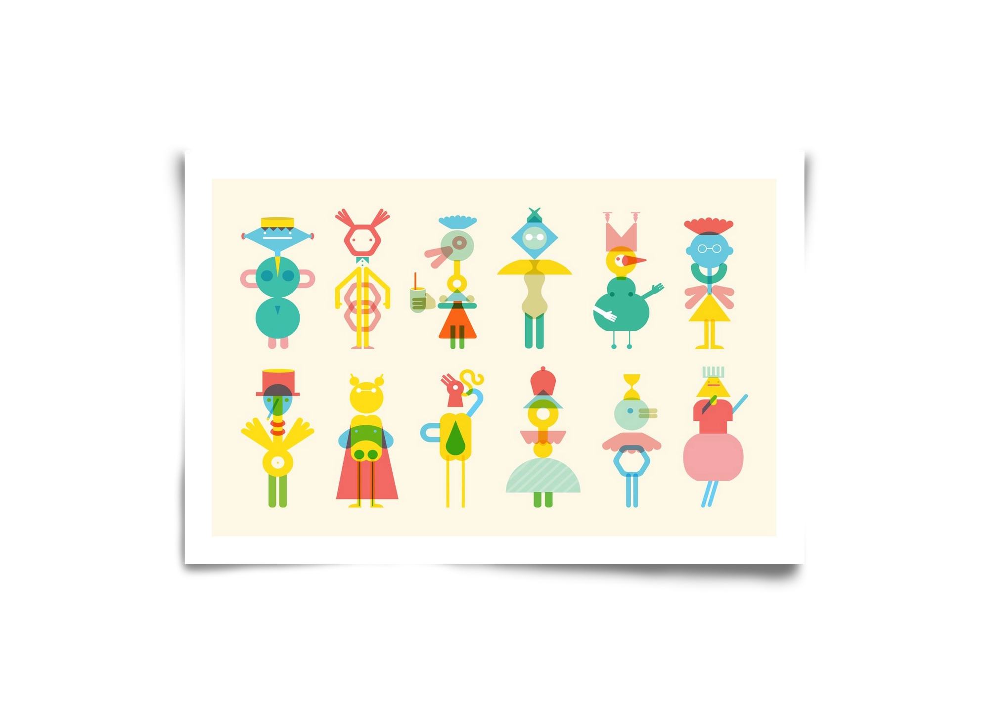 Geometric Friends, 30x20 cm, Keret nélkül