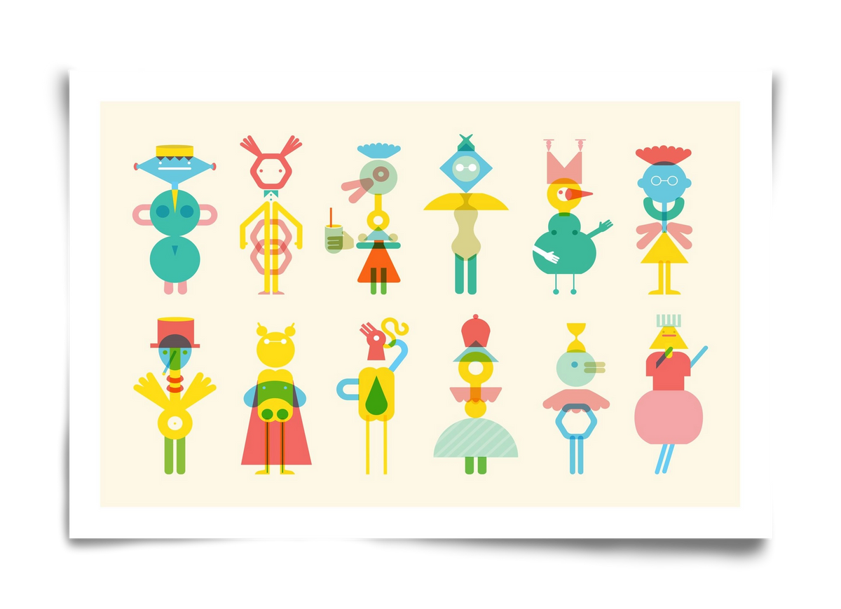 Geometric Friends, 60x40 cm, Keret nélkül