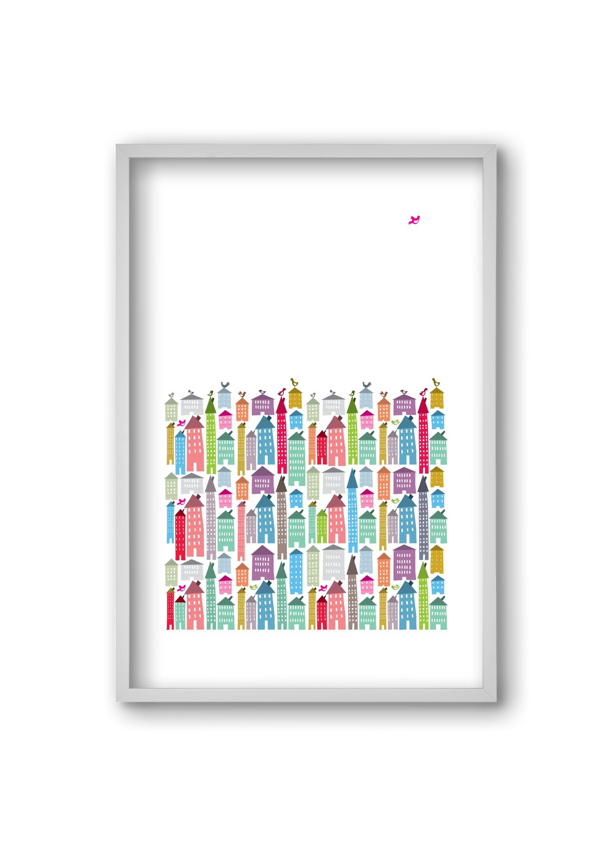 Houses and Birds, 20x30 cm (20x30 cm), Fehér keret