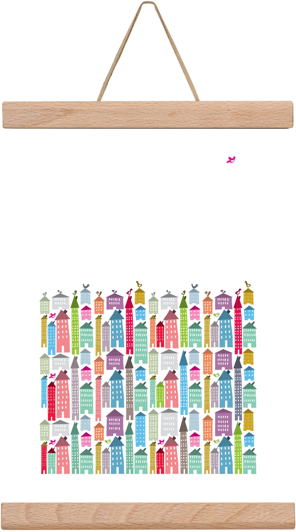 Houses and Birds, 20x30 cm (20x30 cm), Tölgy akasztó