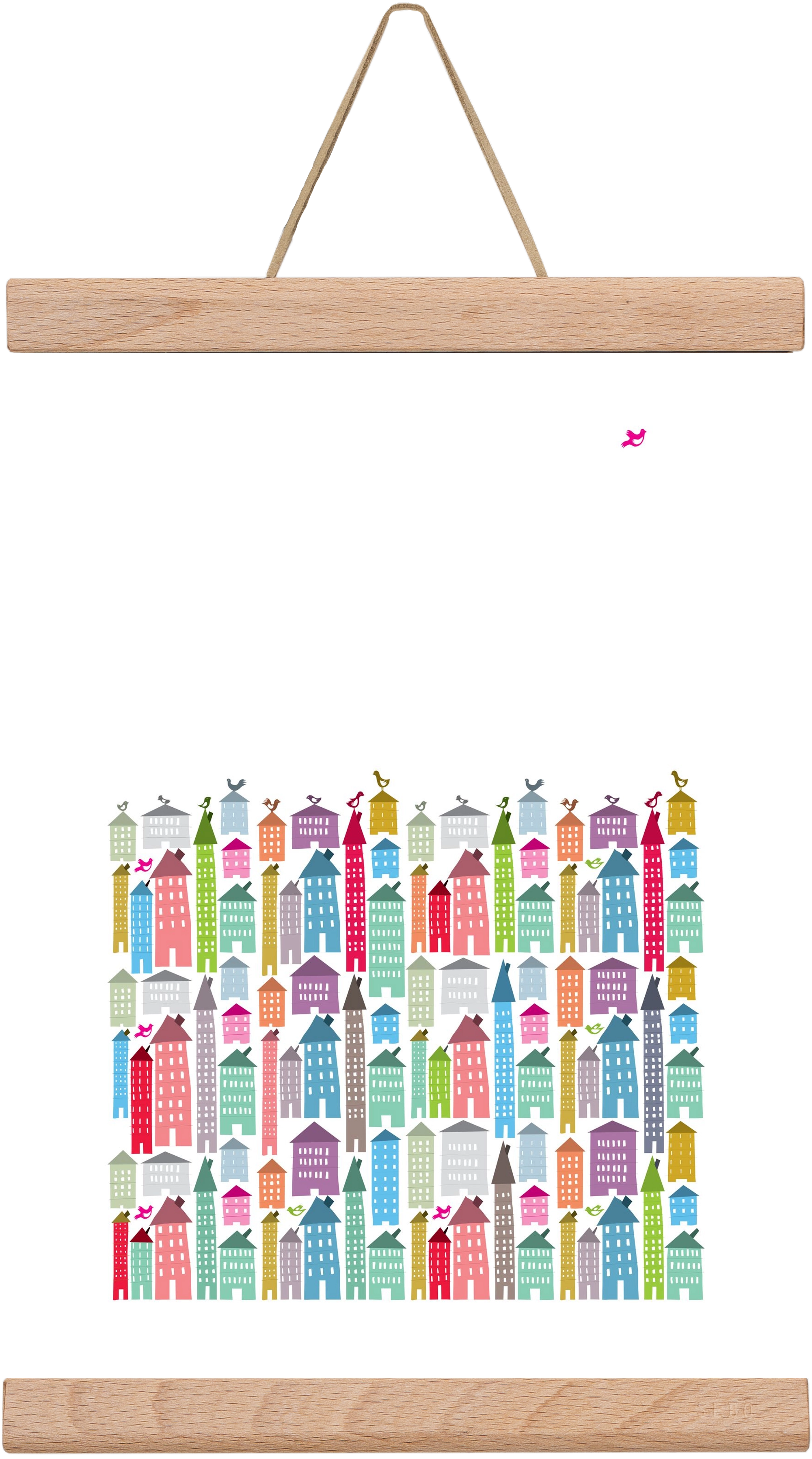 Houses and Birds, 20x30 cm (20x30 cm), Tölgy akasztó