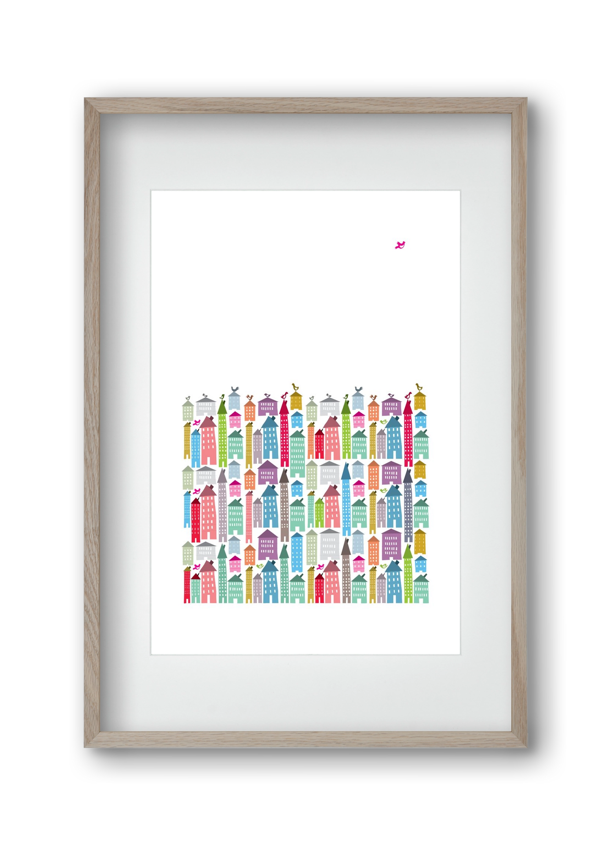 Houses and Birds, 30x45 cm (20x30 cm), Tölgy keret, paszpartuval