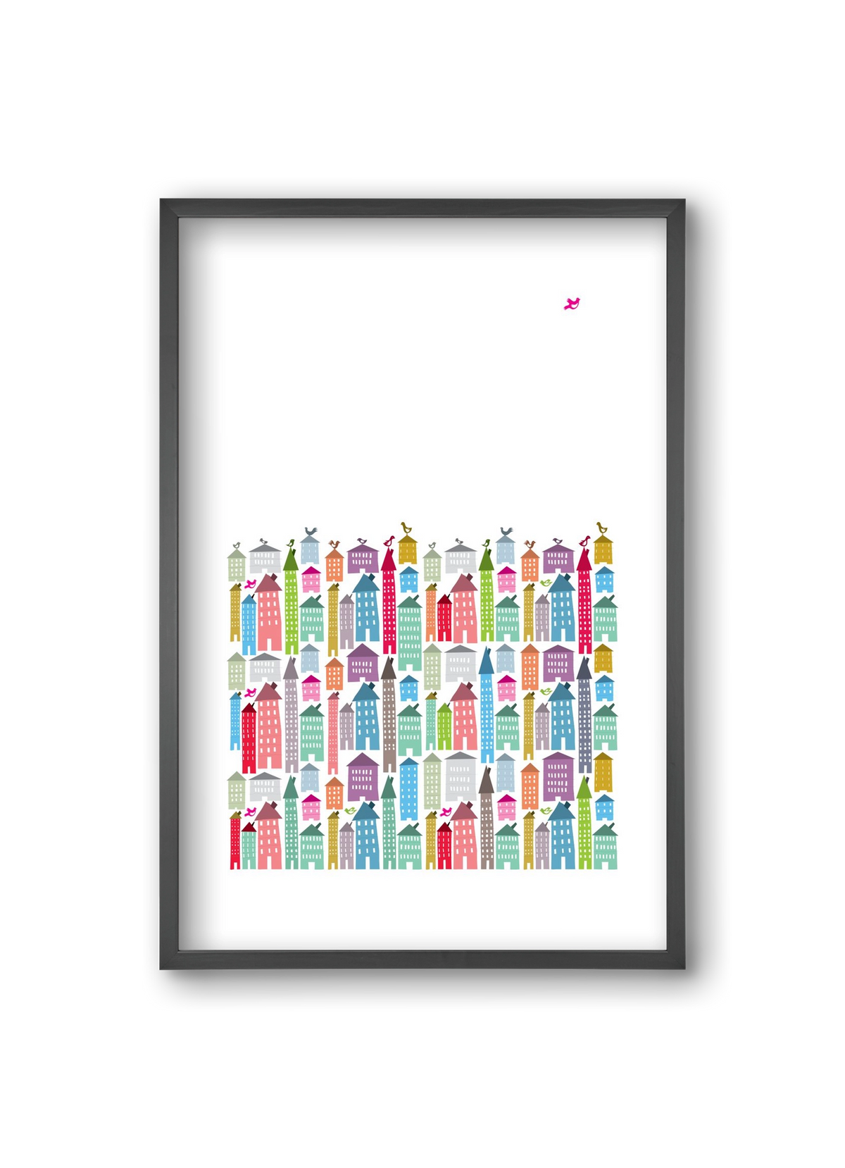 Houses and Birds, 20x30 cm (20x30 cm), Fekete keret