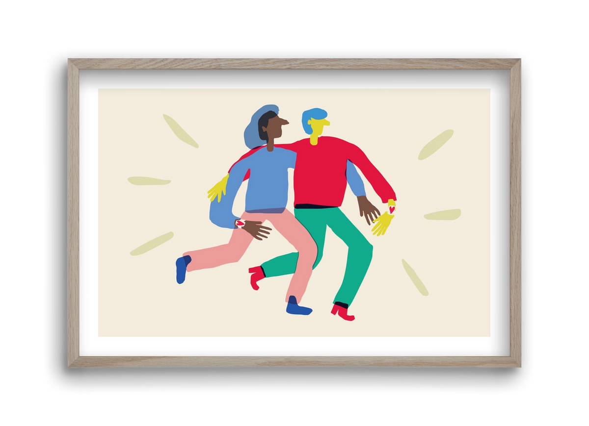 Love Print, 45x30 cm (45x30 cm), Tölgy keret