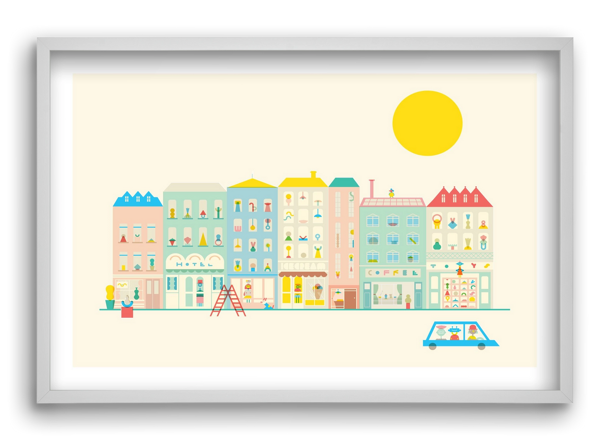 Neighborhood , 60x40 cm (60x40 cm), Fehér keret