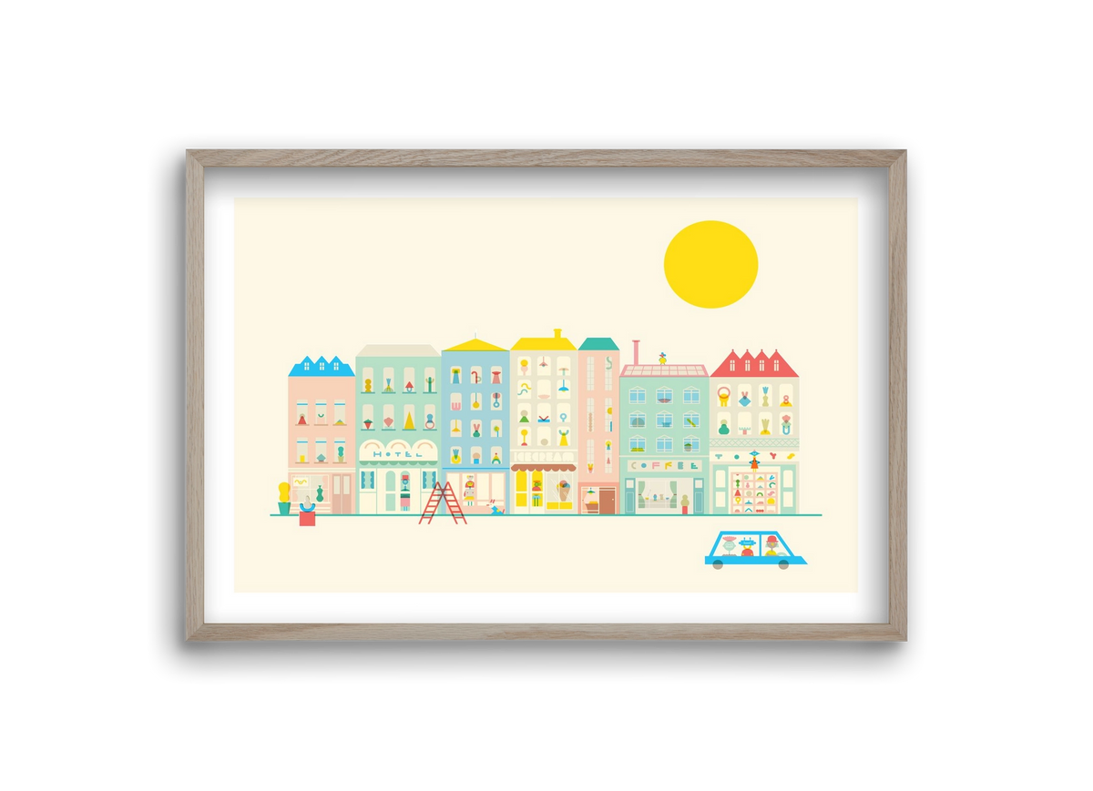 Neighborhood , 30x20 cm (30x20 cm), Tölgy keret