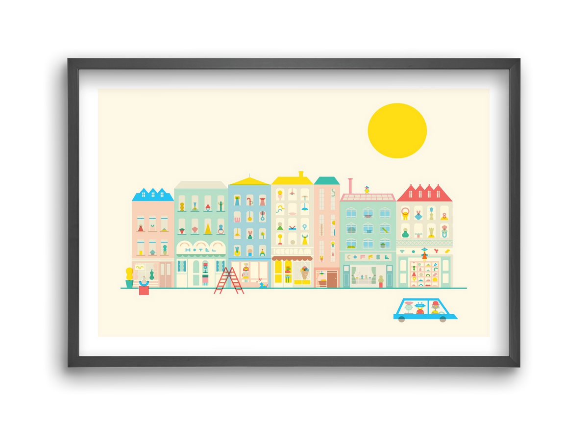 Neighborhood , 45x30 cm (45x30 cm), Fekete keret