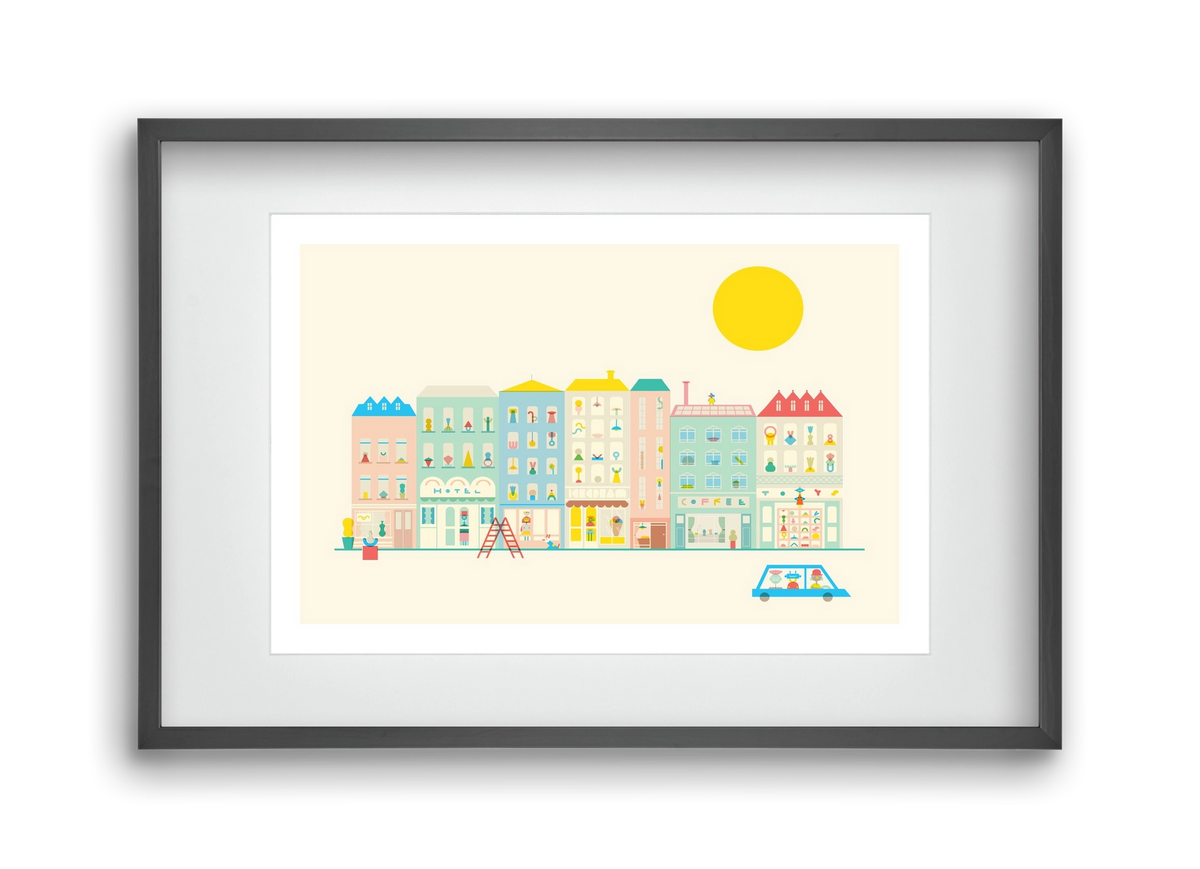 Neighborhood , 45x30 cm (30x20 cm), Fekete keret, paszpartuval