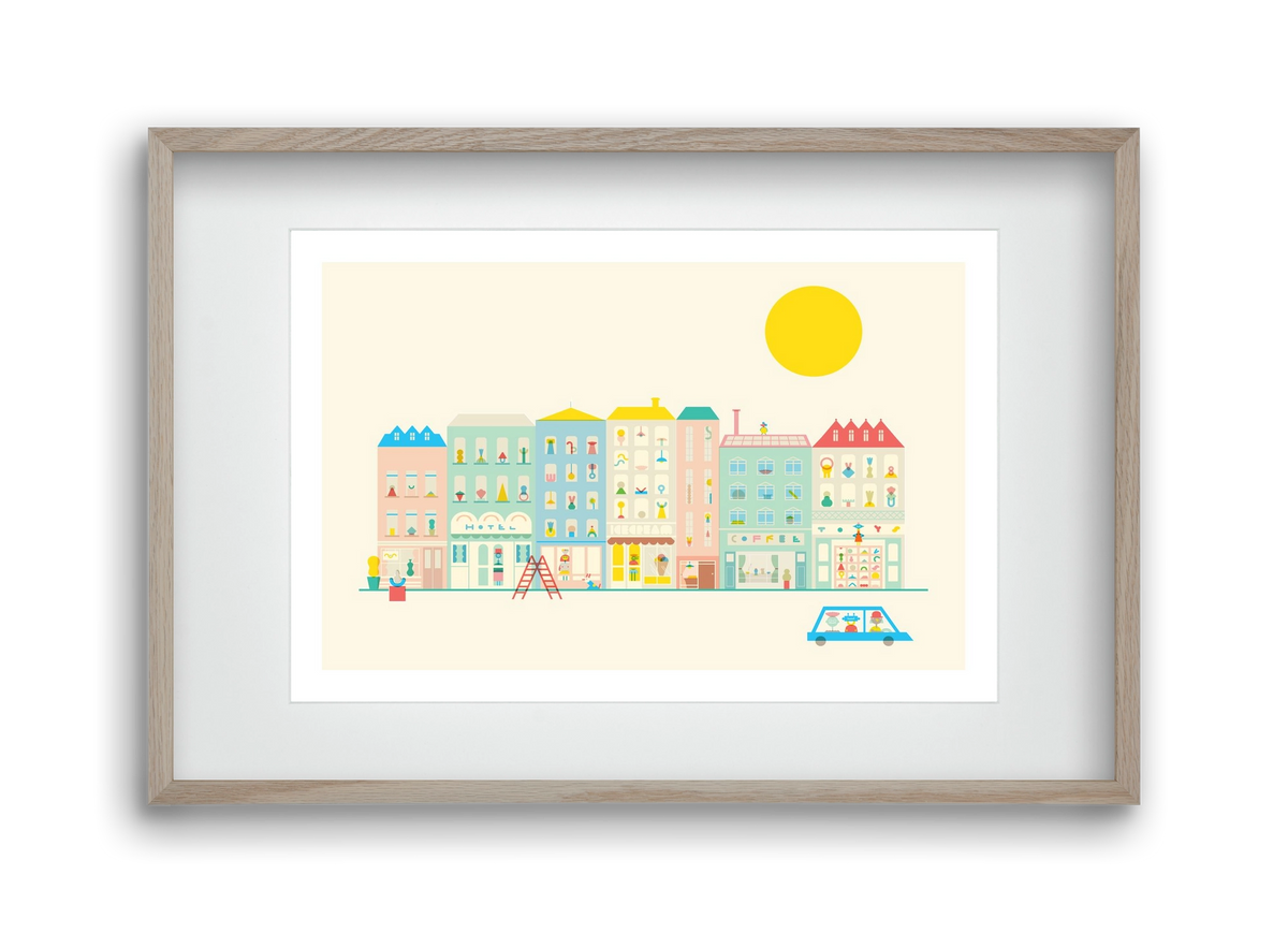 Neighborhood , 45x30 cm (30x20 cm), Tölgy keret, paszpartuval