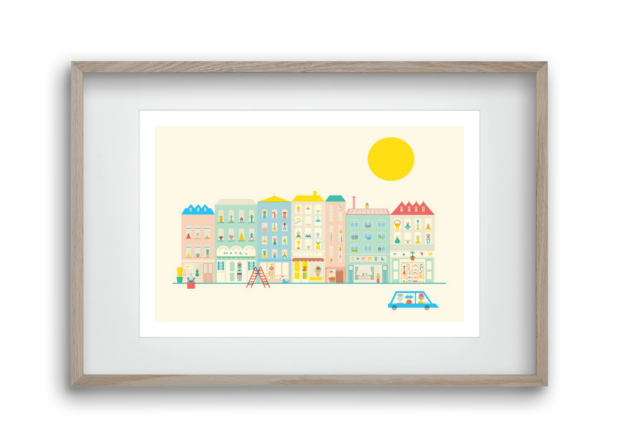 Neighborhood , 45x30 cm (30x20 cm), Tölgy keret, paszpartuval