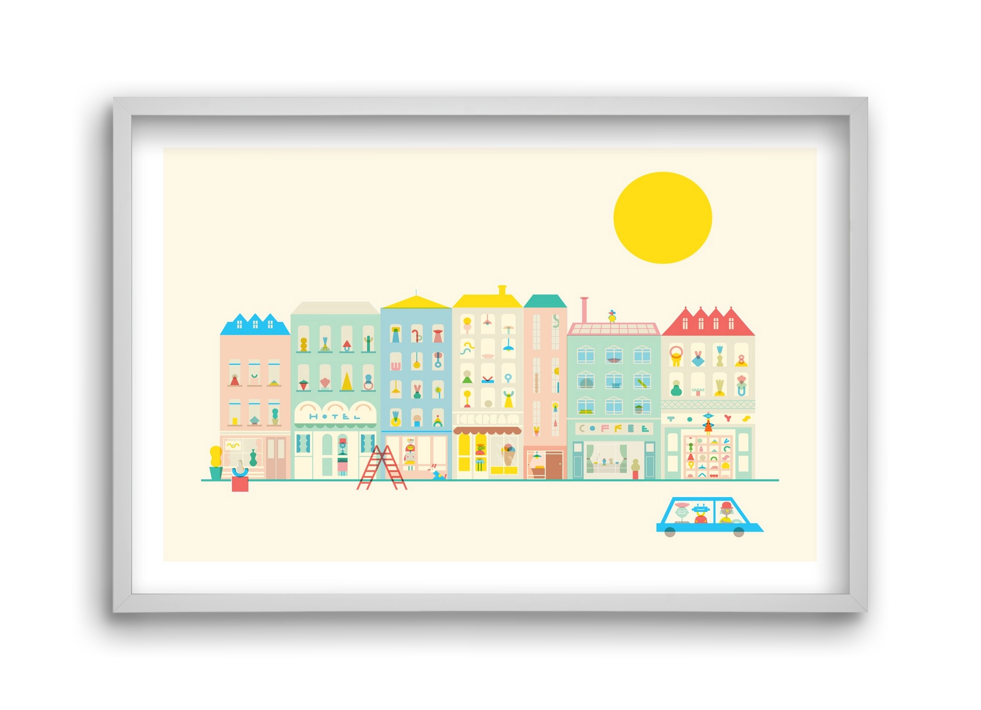 Neighborhood , 45x30 cm (45x30 cm), Fehér keret