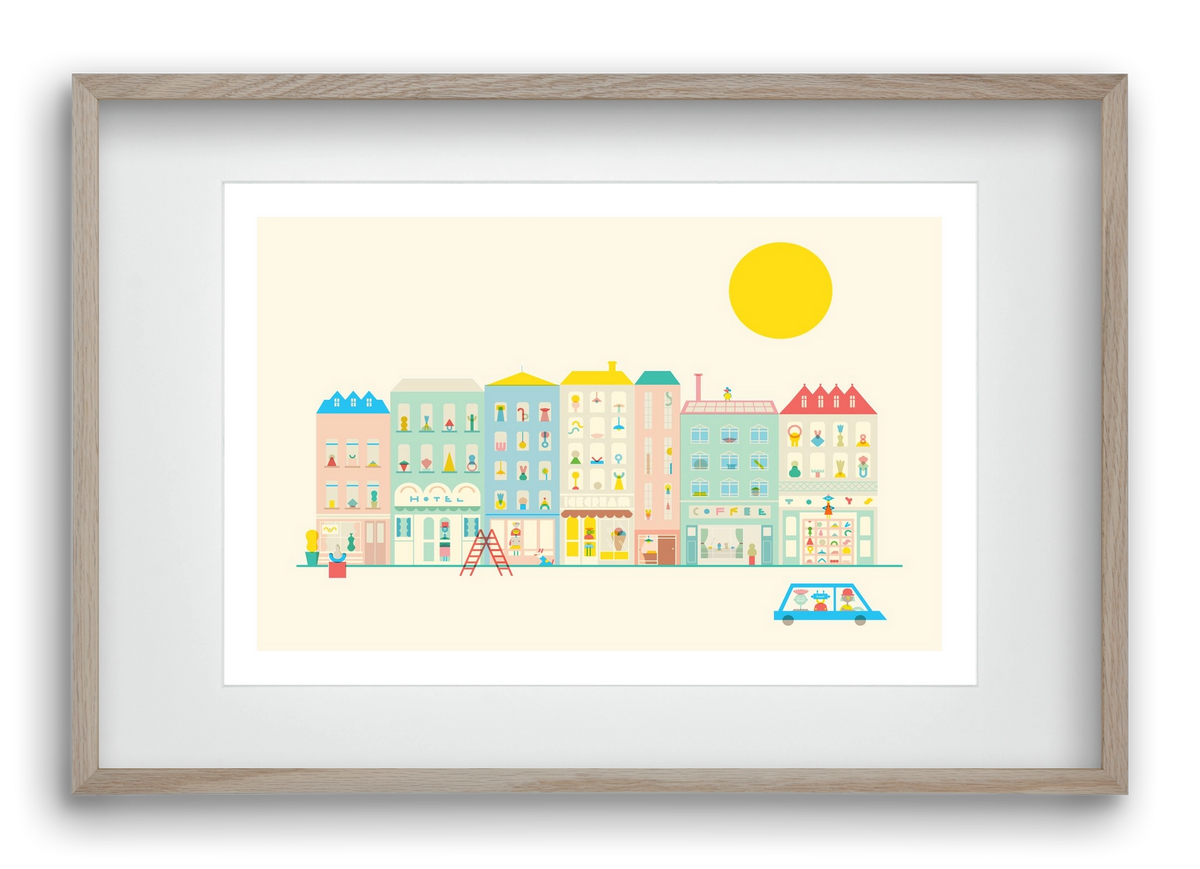 Neighborhood , 60x40 cm (45x30 cm), Tölgy keret, paszpartuval