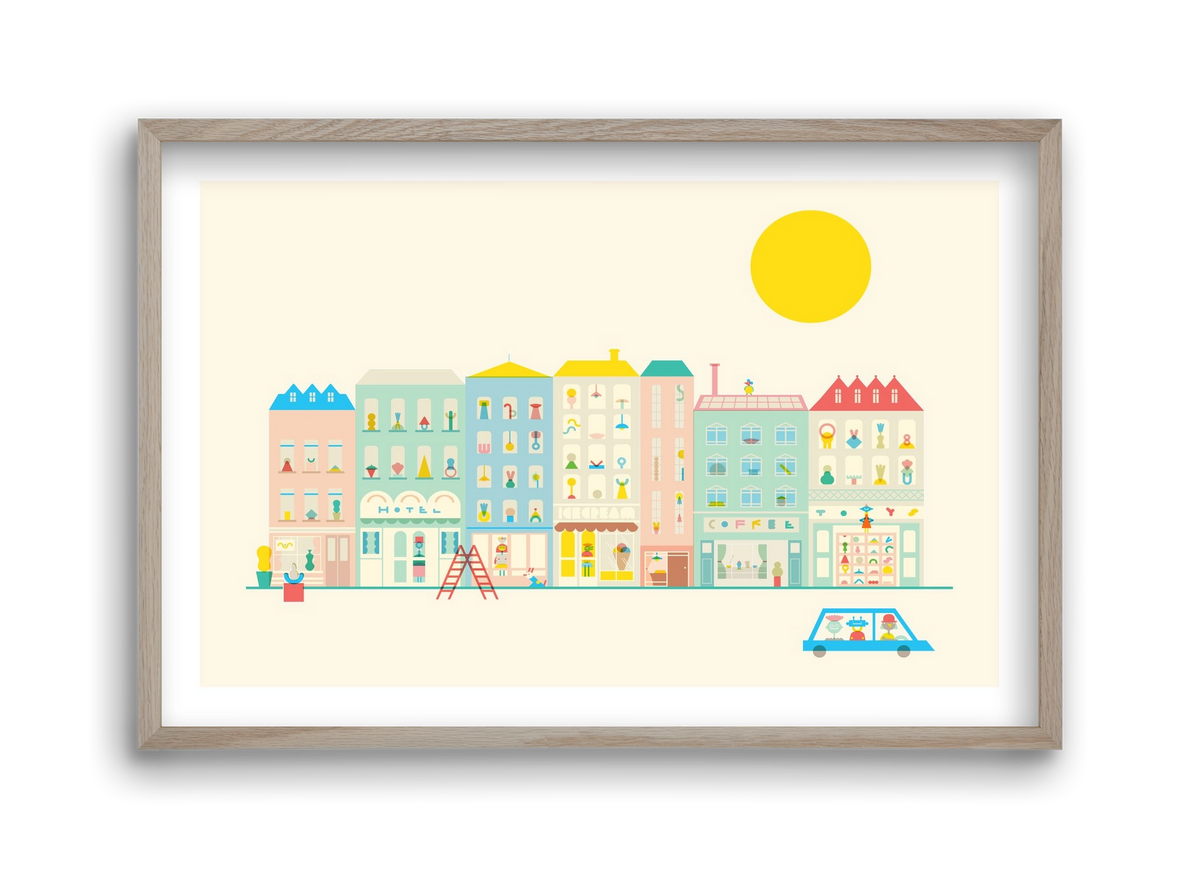 Neighborhood , 45x30 cm (45x30 cm), Tölgy keret