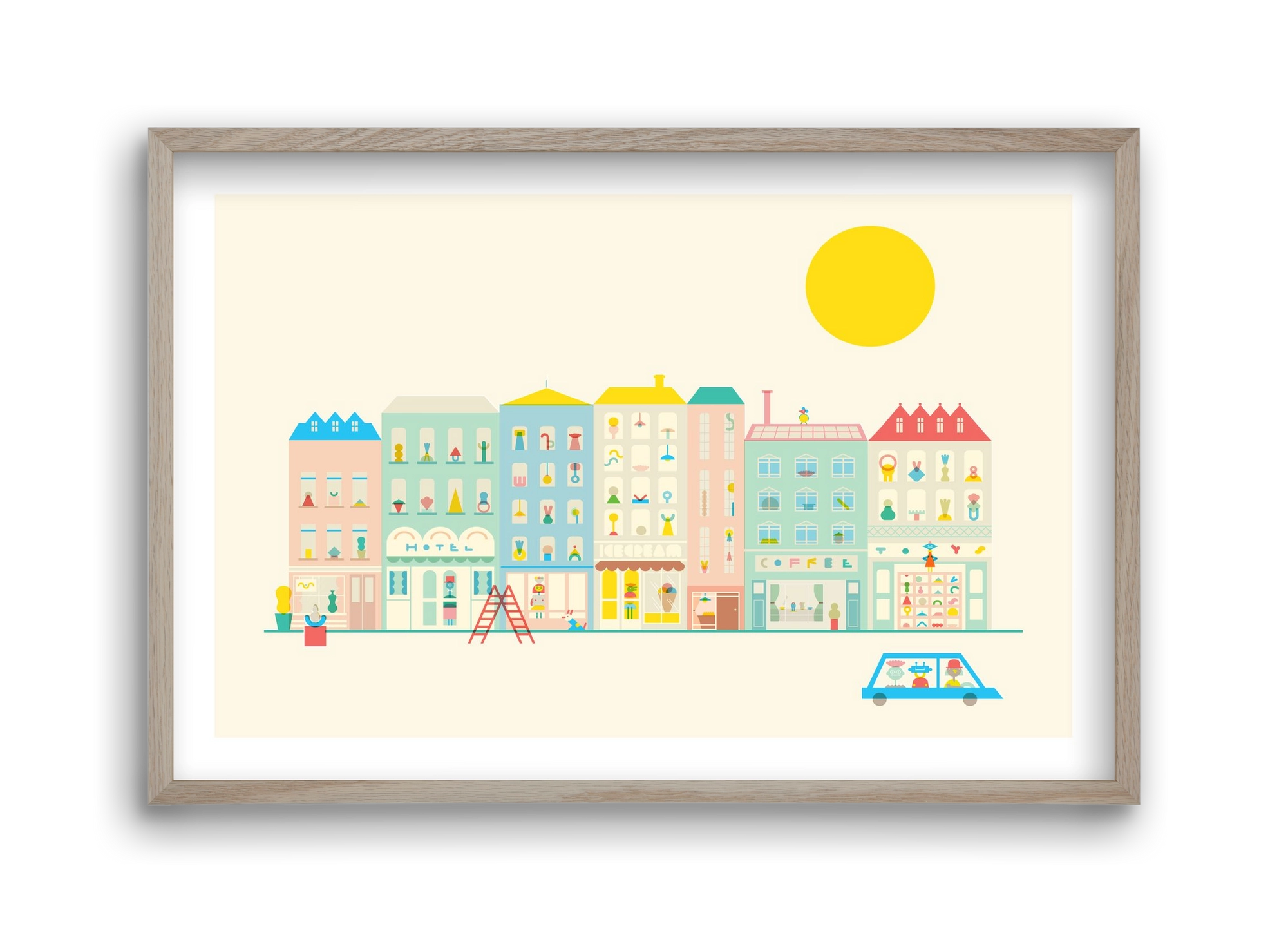 Neighborhood , 45x30 cm (45x30 cm), Tölgy keret