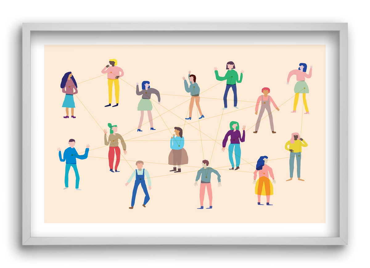 Networking, 60x40 cm (60x40 cm), Fehér keret