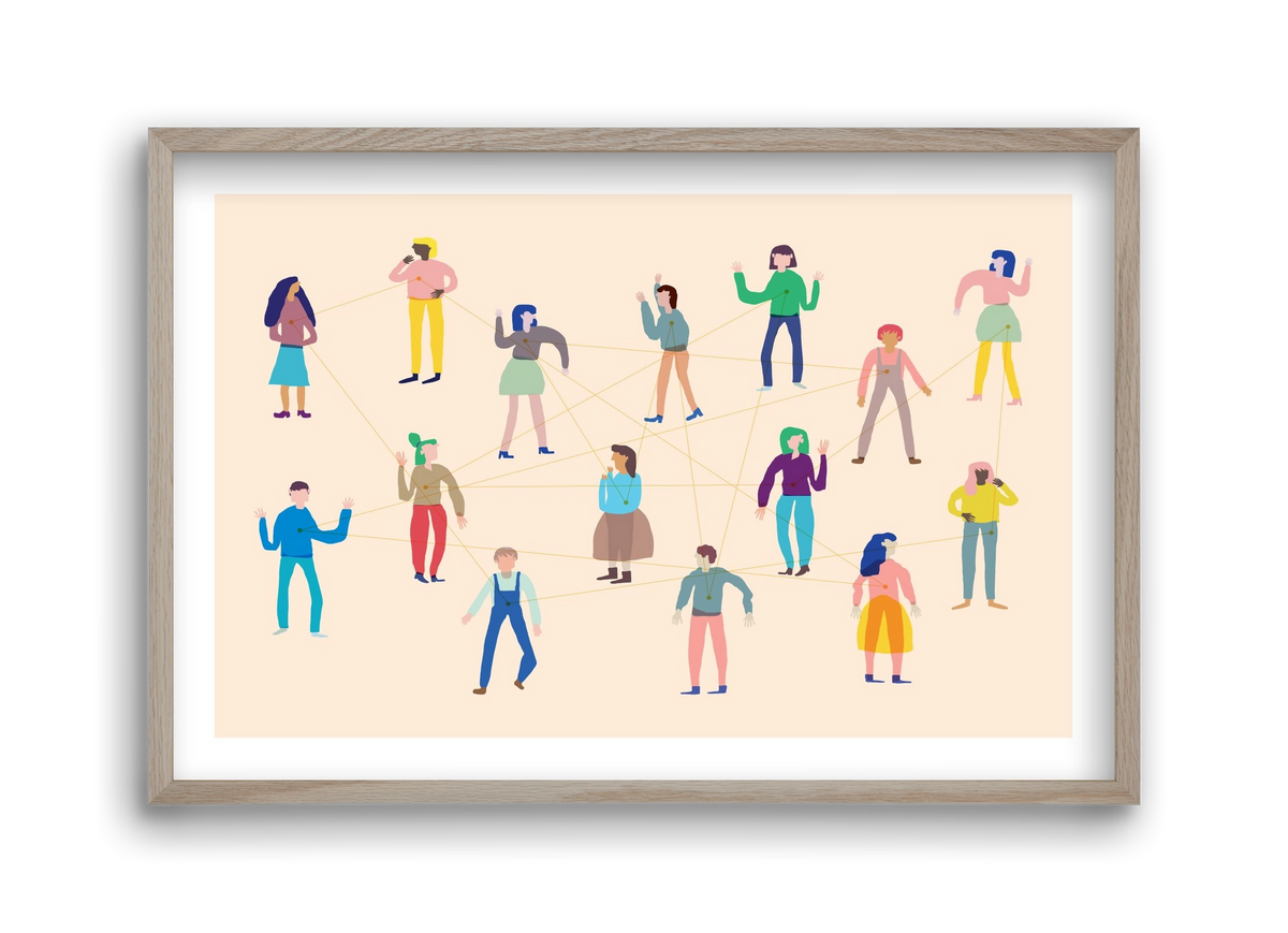 Networking, 45x30 cm (45x30 cm), Tölgy keret