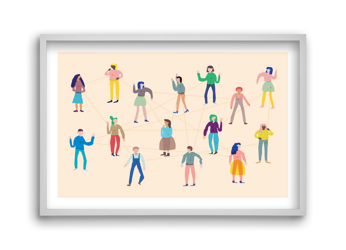 Networking, 45x30 cm (45x30 cm), Fehér keret