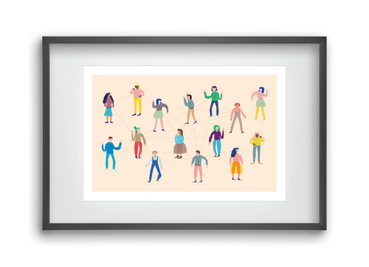 Networking, 45x30 cm (30x20 cm), Fekete keret, paszpartuval