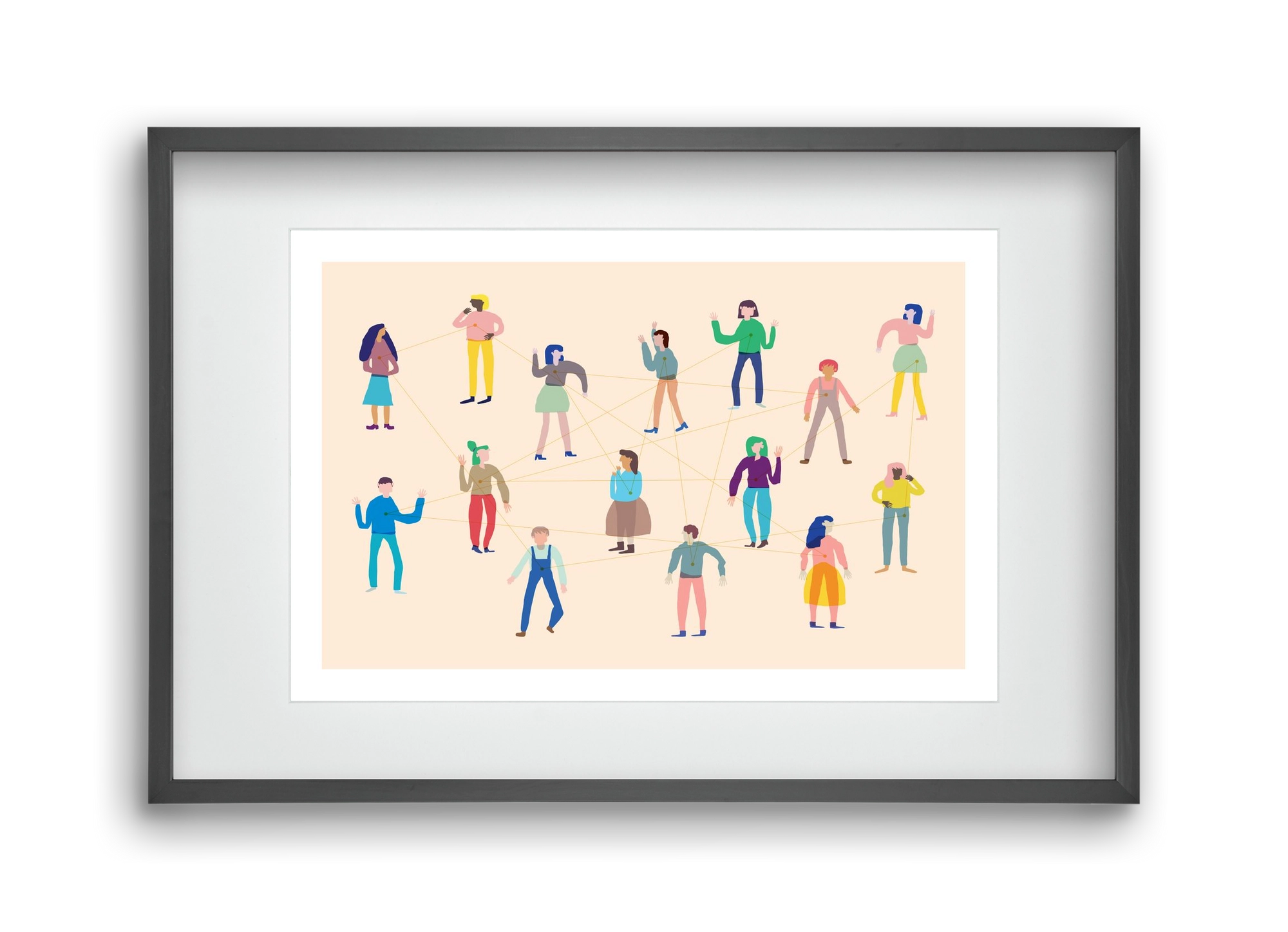 Networking, 45x30 cm (30x20 cm), Fekete keret, paszpartuval