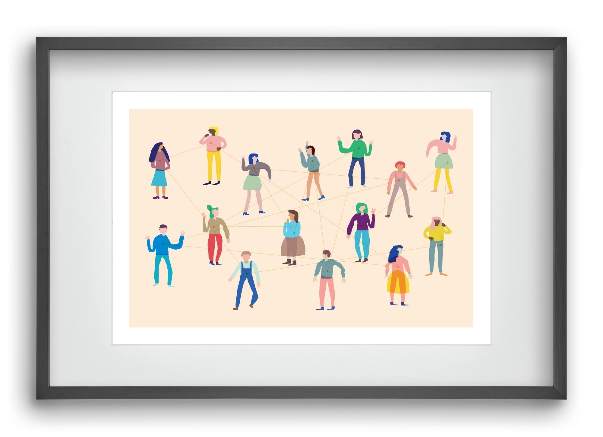 Networking, 60x40 cm (45x30 cm), Fekete keret, paszpartuval