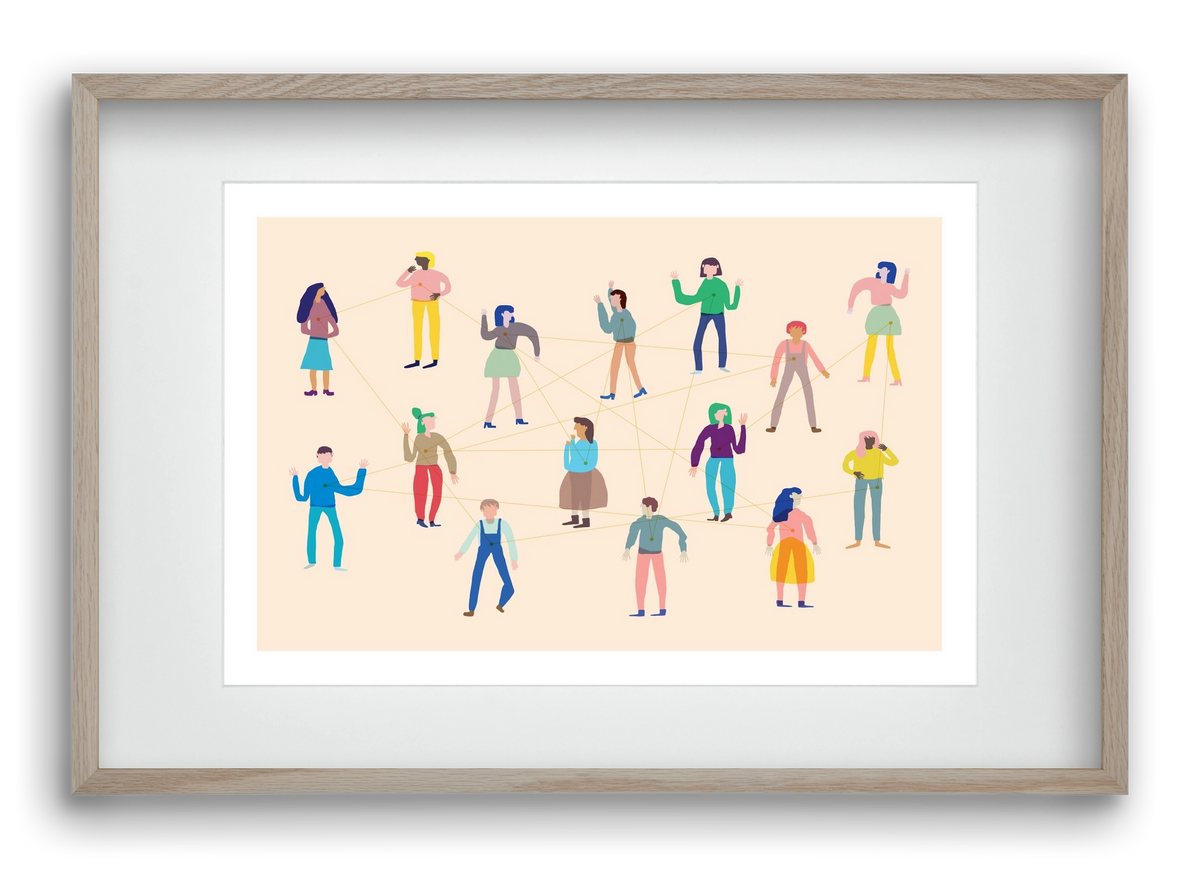 Networking, 60x40 cm (45x30 cm), Tölgy keret, paszpartuval