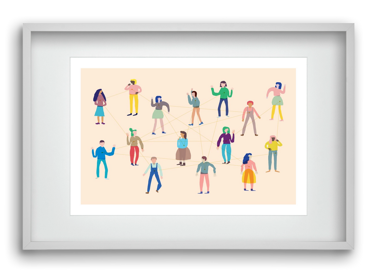 Networking, 60x40 cm (45x30 cm), Fehér keret, paszpartuval