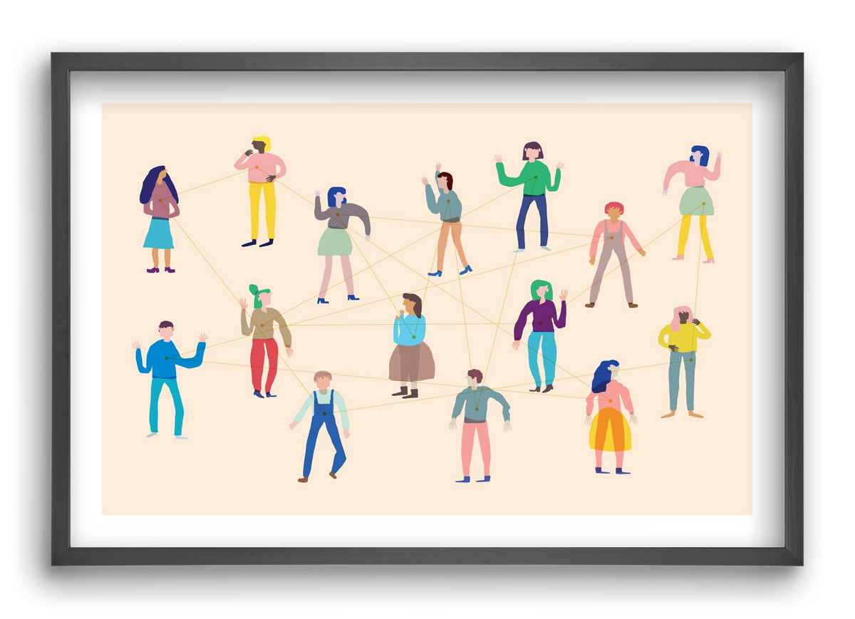 Networking, 60x40 cm (60x40 cm), Fekete keret