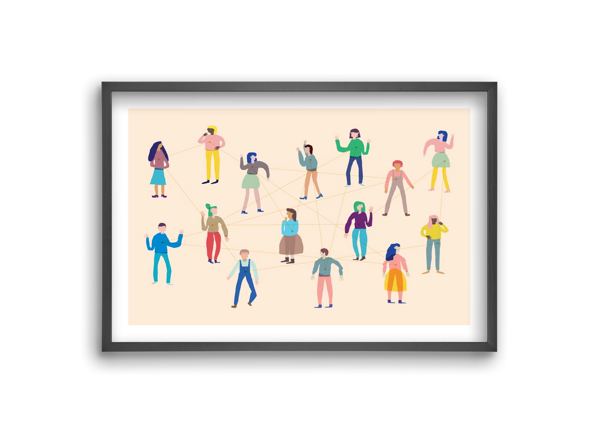 Networking, 30x20 cm (30x20 cm), Fekete keret