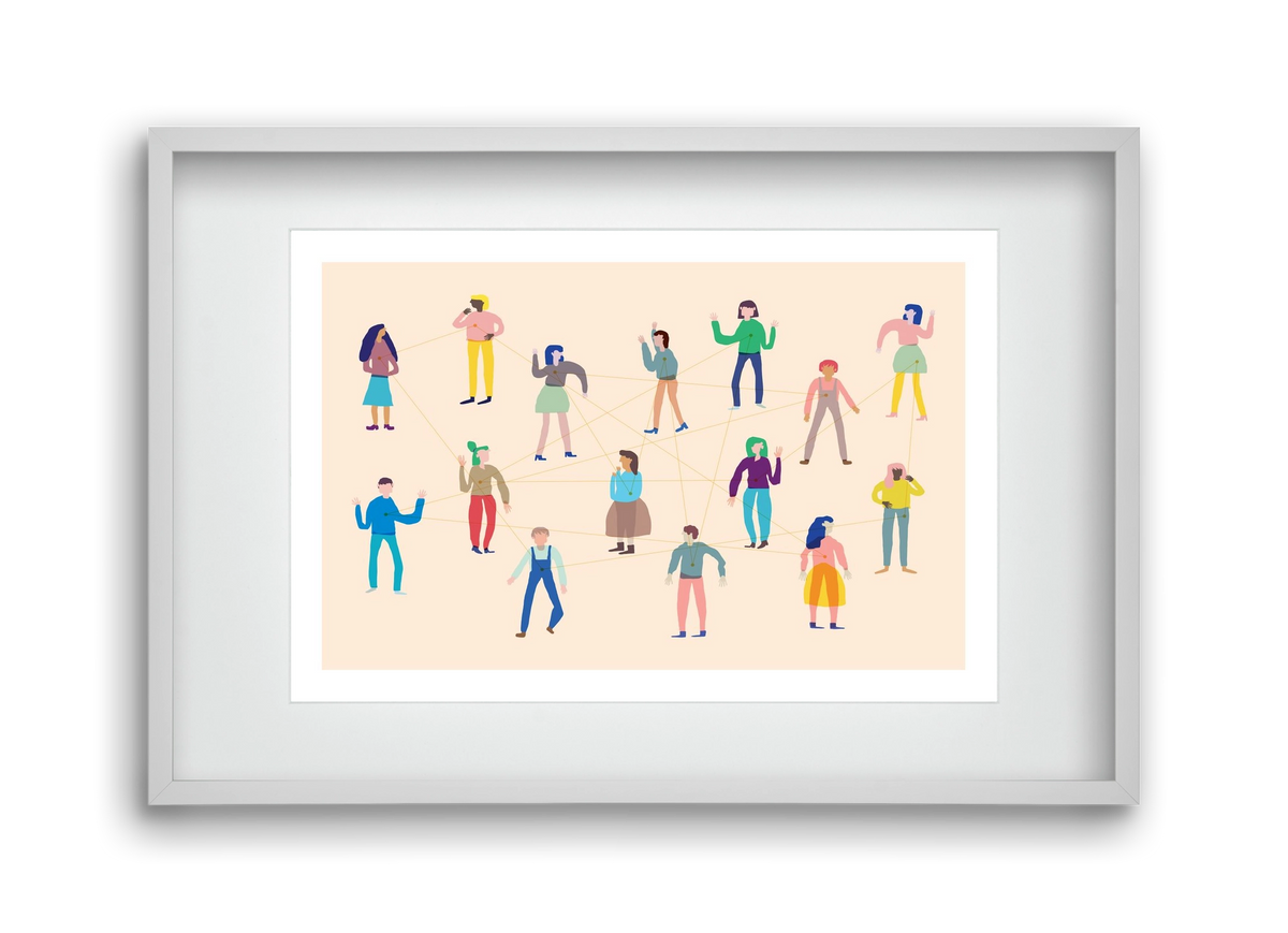 Networking, 45x30 cm (30x20 cm), Fehér keret, paszpartuval