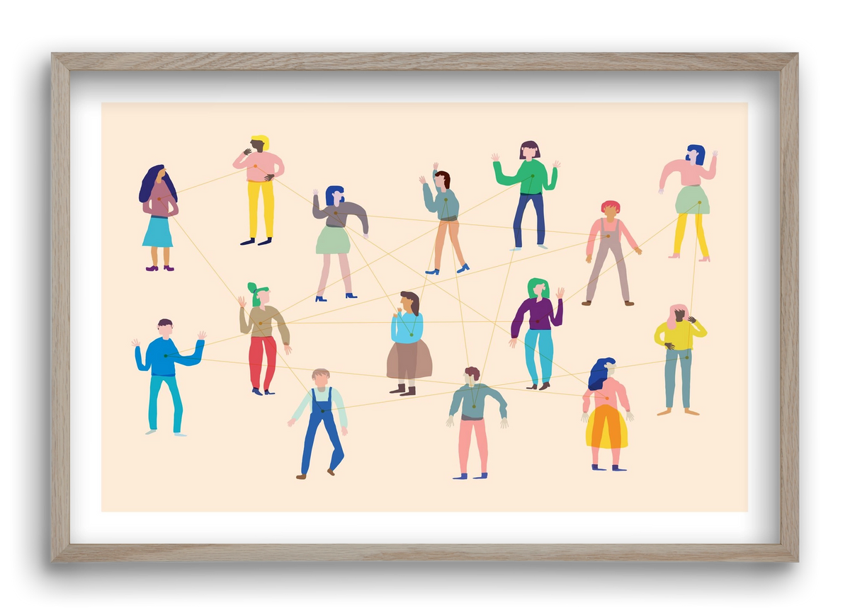 Networking, 60x40 cm (60x40 cm), Tölgy keret