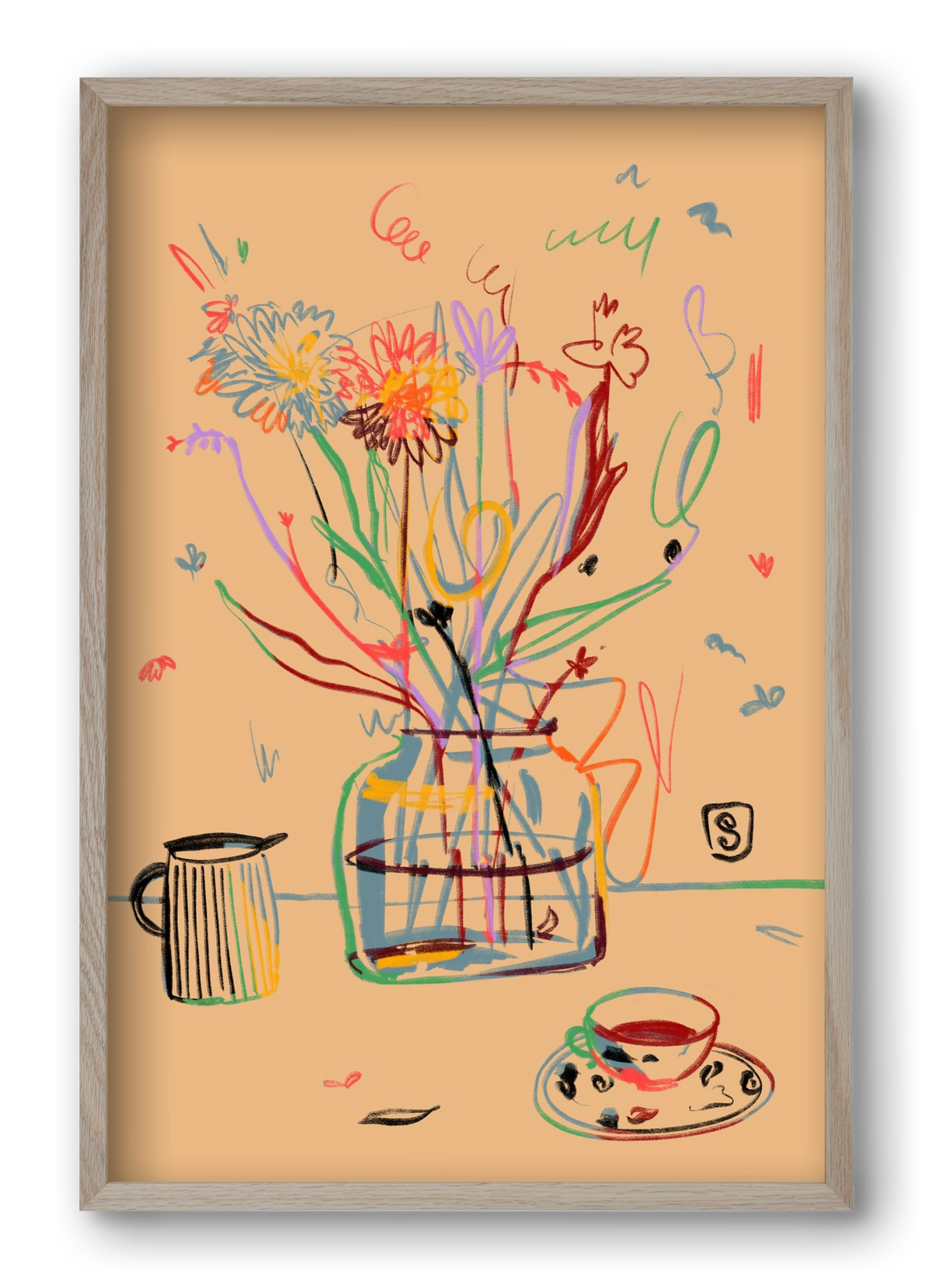 FLOWER FESTIVAL, 40x60 cm (40x60 cm), Tölgy keret
