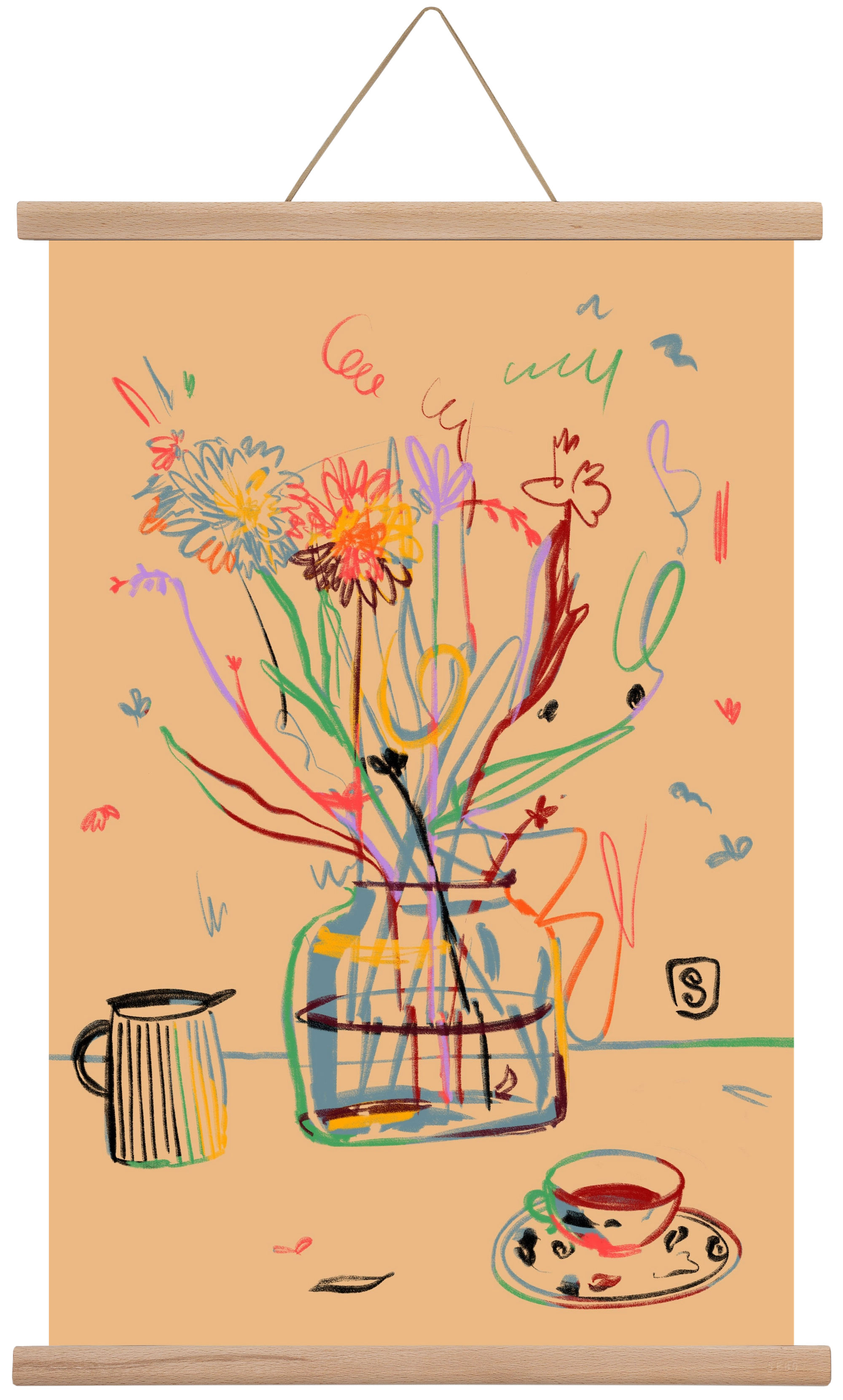 FLOWER FESTIVAL, 40x60 cm (40x60 cm), Tölgy akasztó