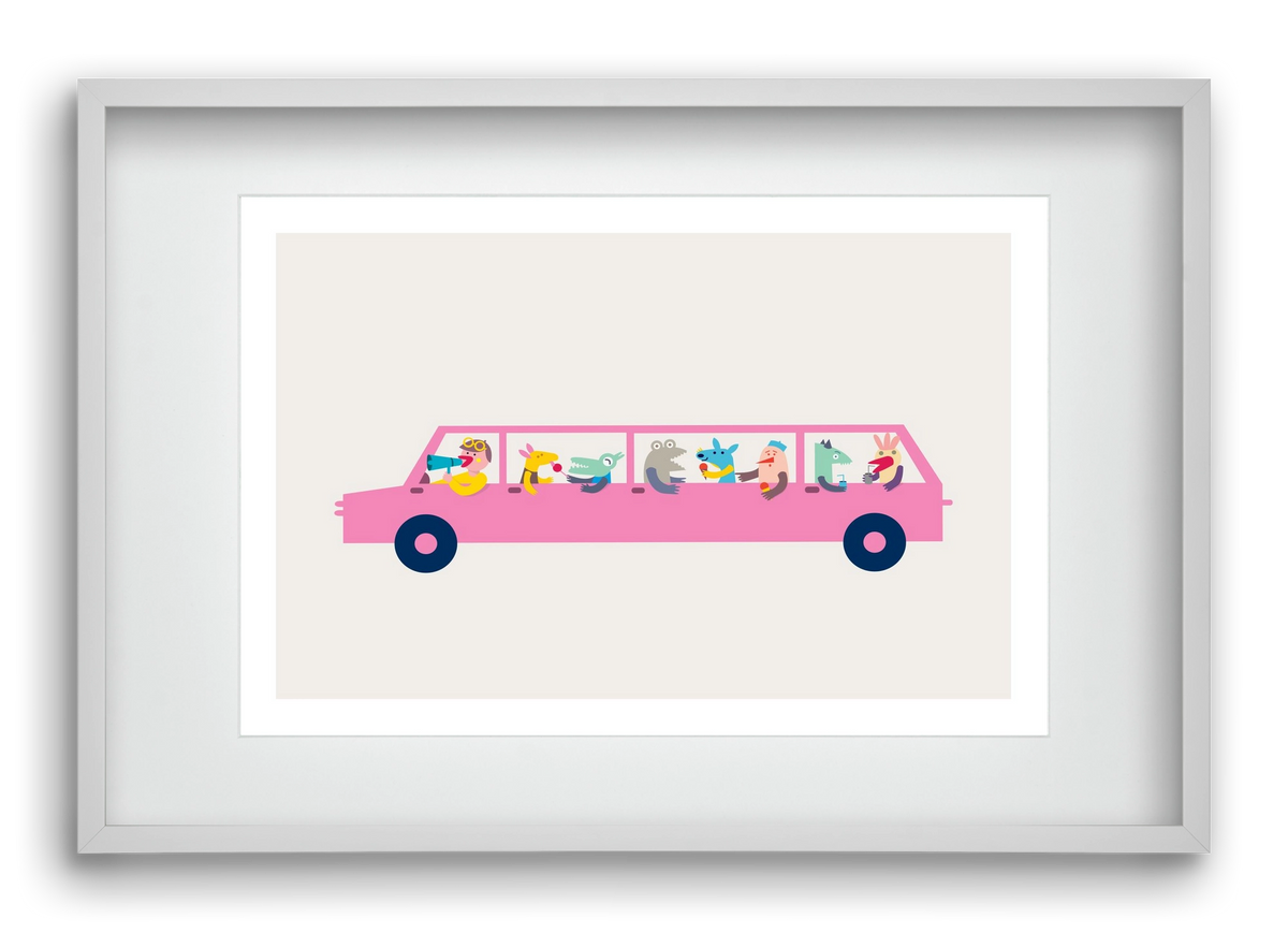 Pink Car, 60x40 cm (45x30 cm), Fehér keret, paszpartuval