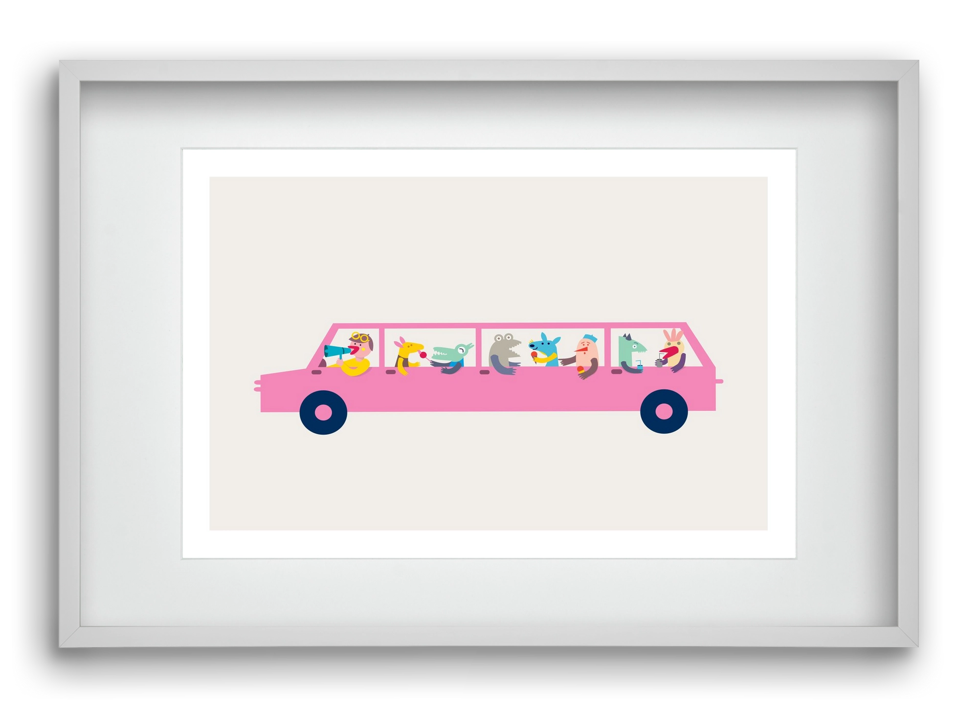 Pink Car, 60x40 cm (45x30 cm), Fehér keret, paszpartuval