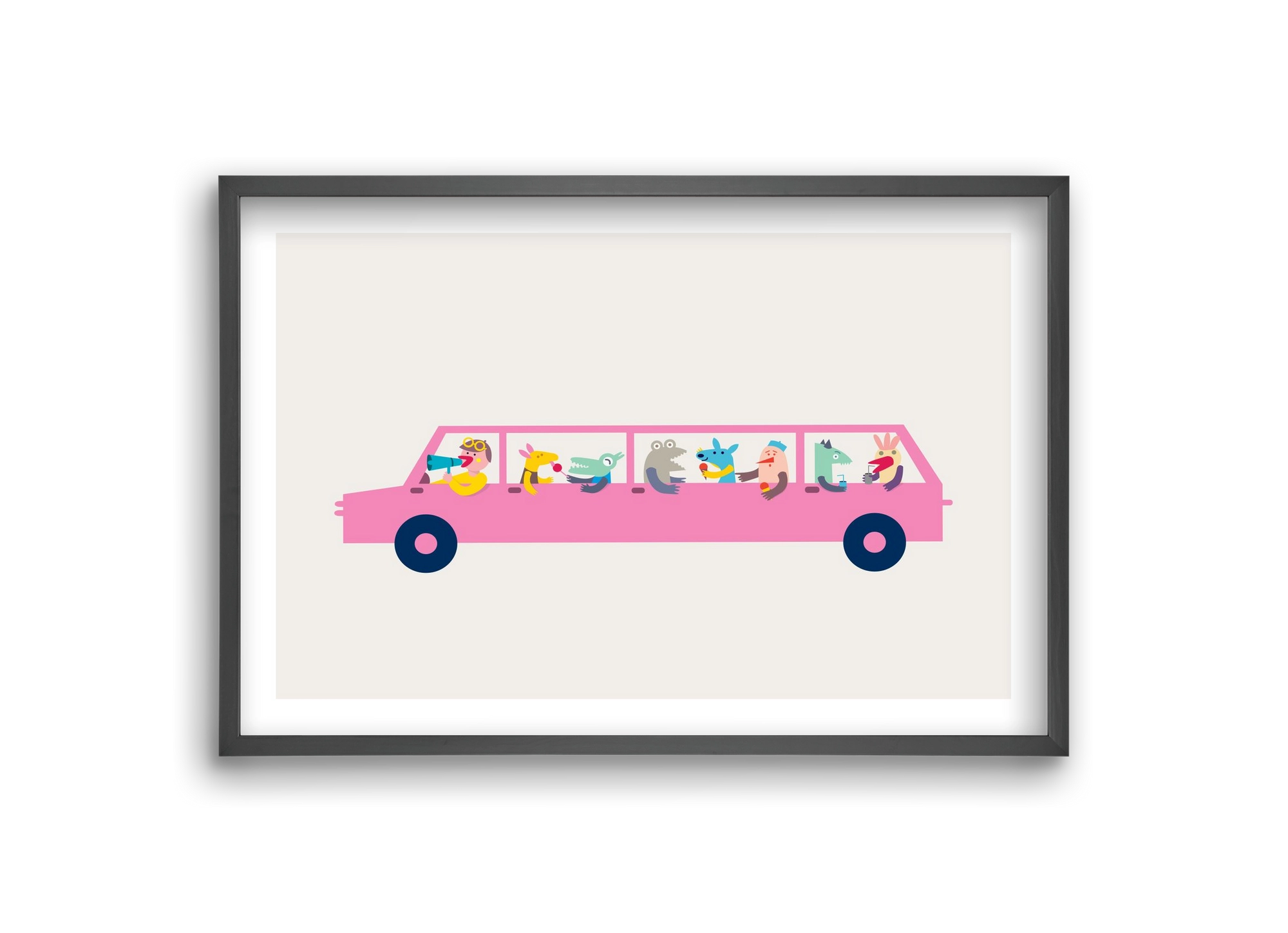 Pink Car, 30x20 cm (30x20 cm), Fekete keret