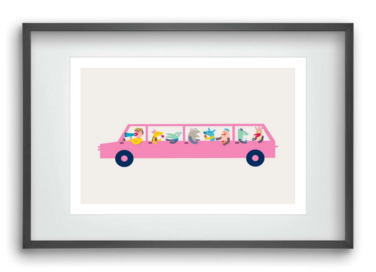 Pink Car, 60x40 cm (45x30 cm), Fekete keret, paszpartuval