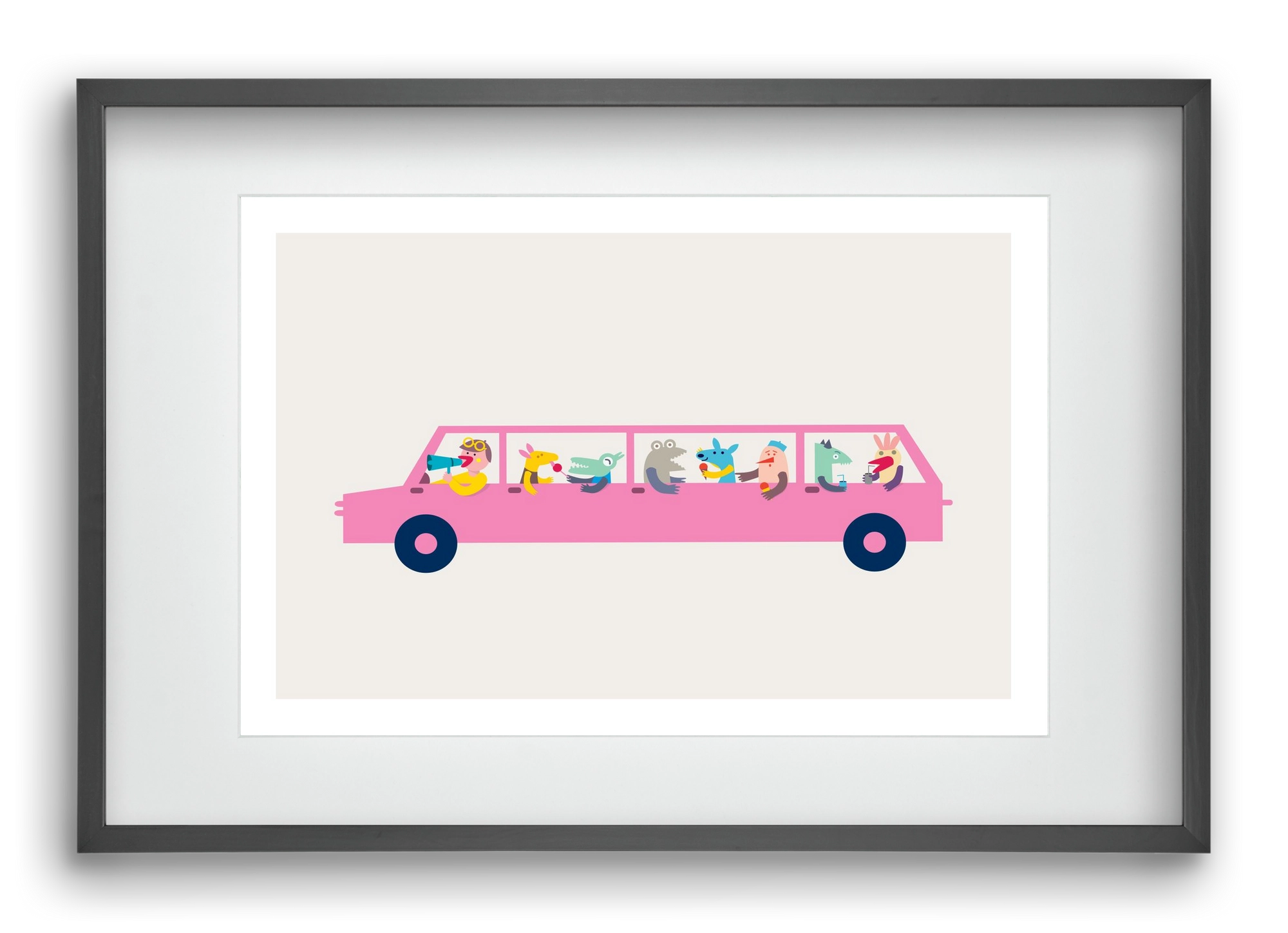 Pink Car, 60x40 cm (45x30 cm), Fekete keret, paszpartuval